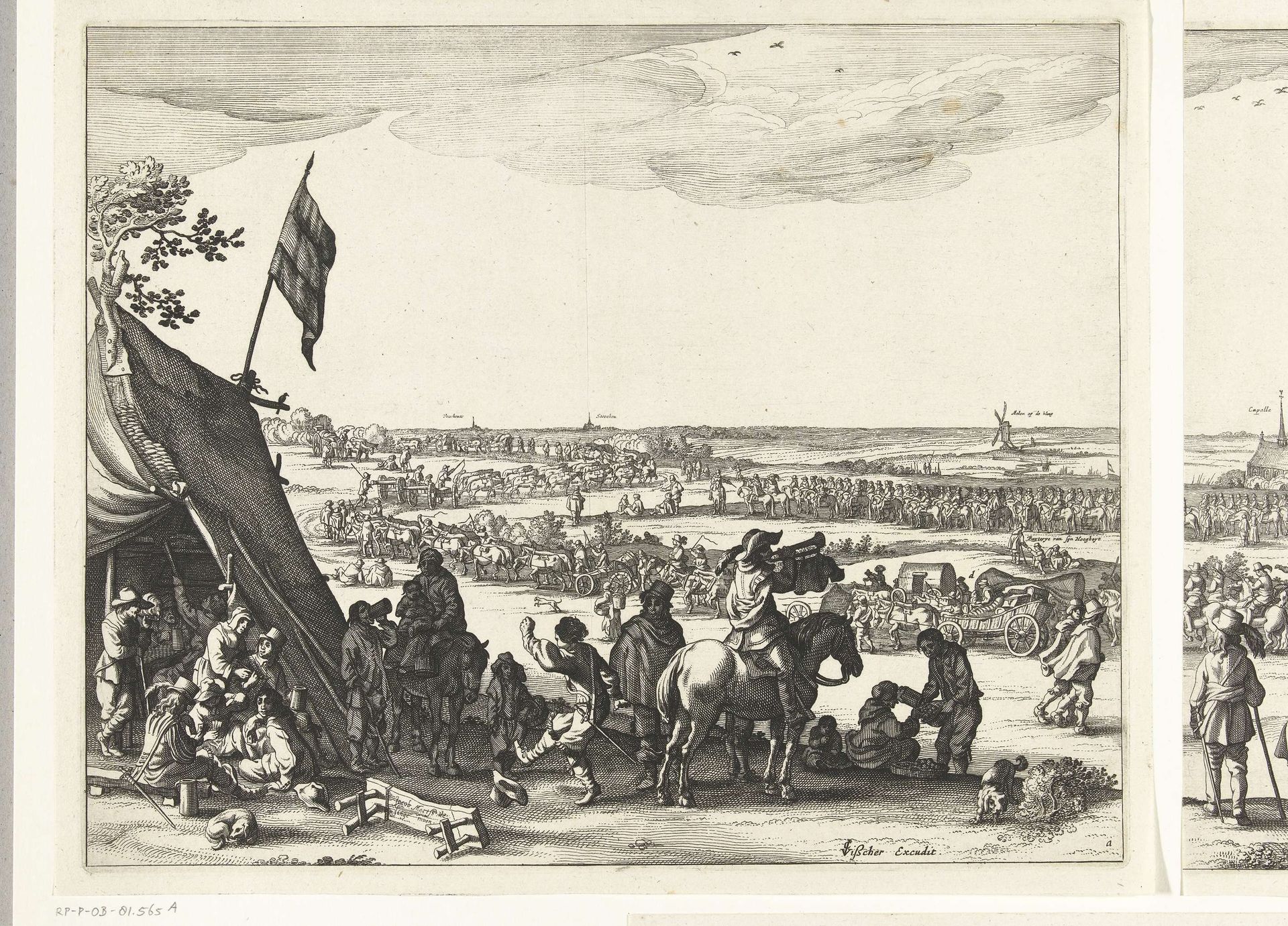 Uittocht van het Spaanse garnizoen uit Hulst (blad a), 1645 by Claes Jansz. Visscher
