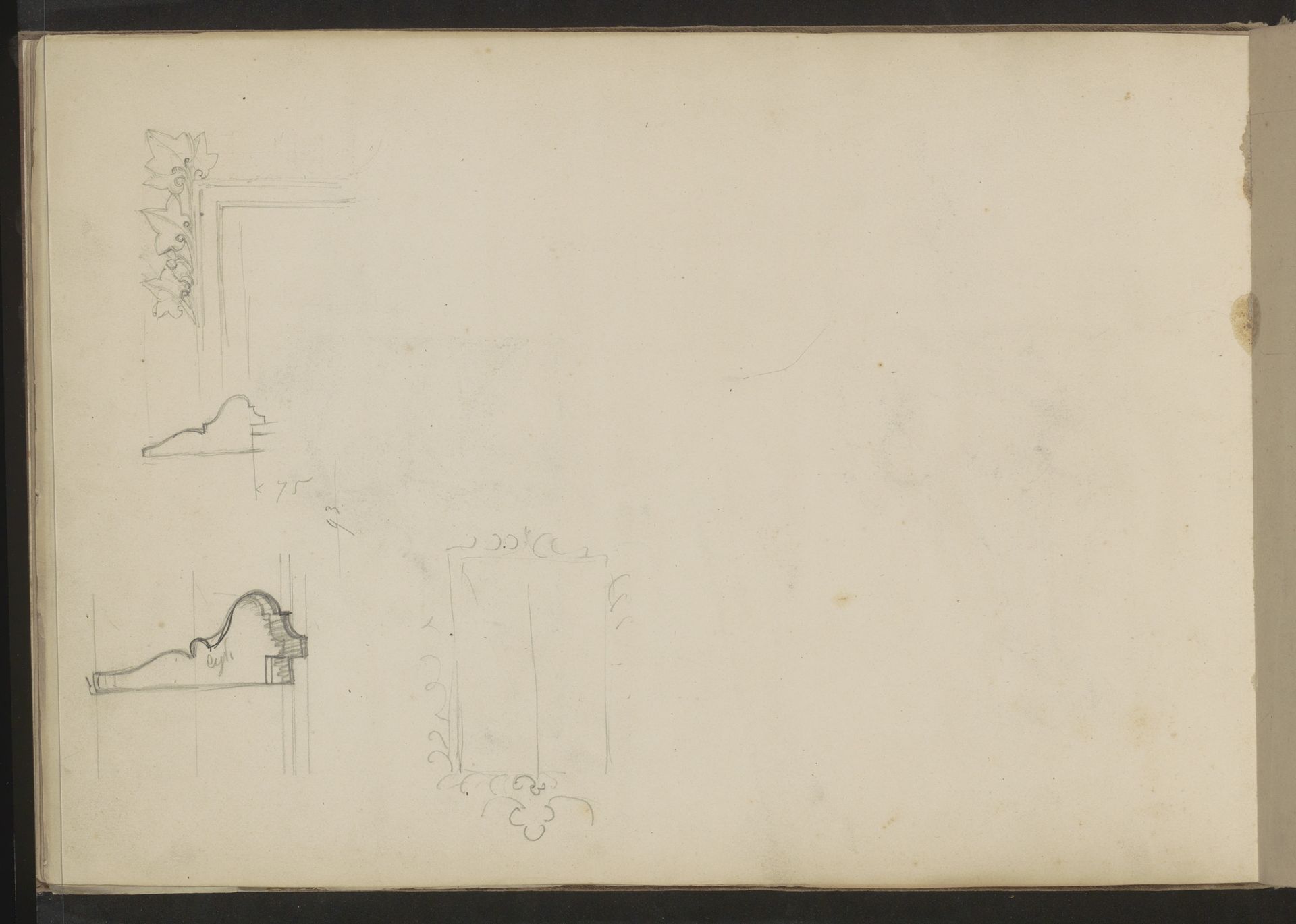 Architectonische details en een lijst versierd met een bladmotief by Pierre Joseph Hubert Cuypers