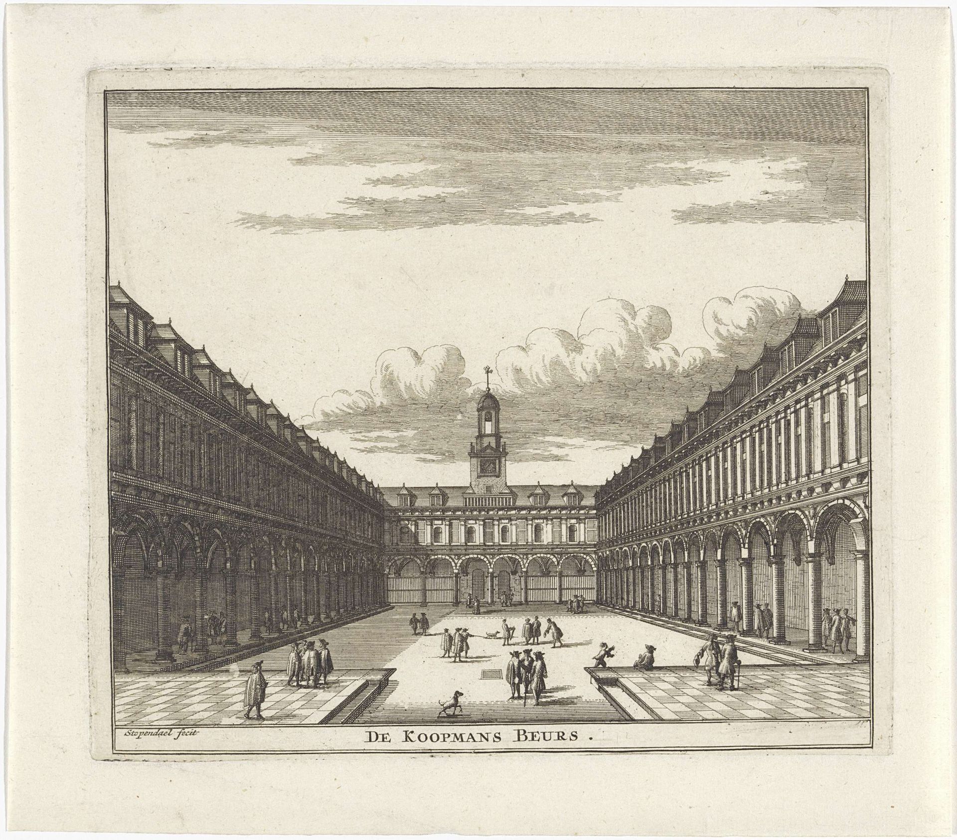 Gezicht op de binnenplaats van de Beurs van Hendrik de Keyser by Daniël Stopendaal