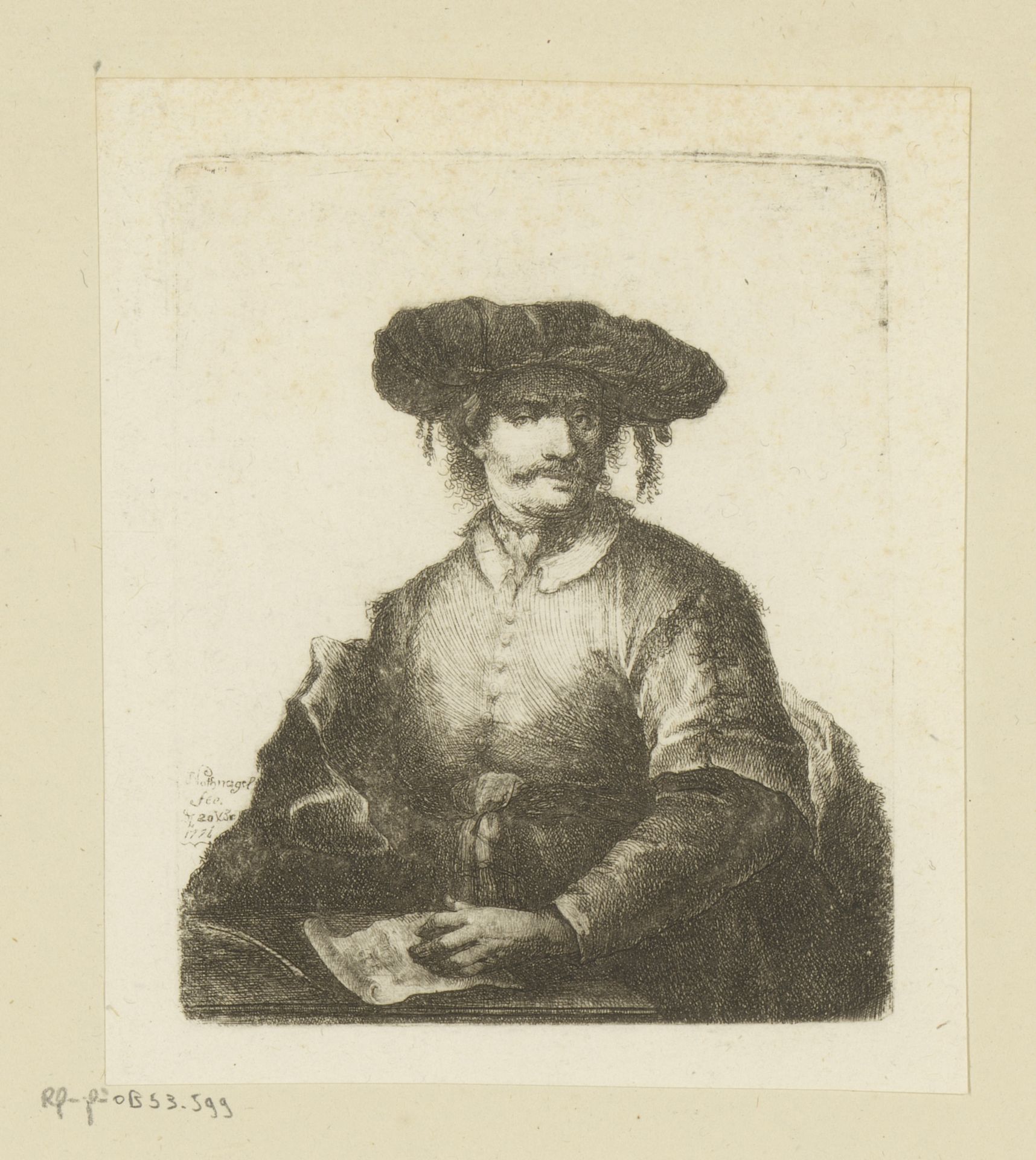 Portret van een onbekende kunstenaar by Johann Andreas Benjamin Nothnagel