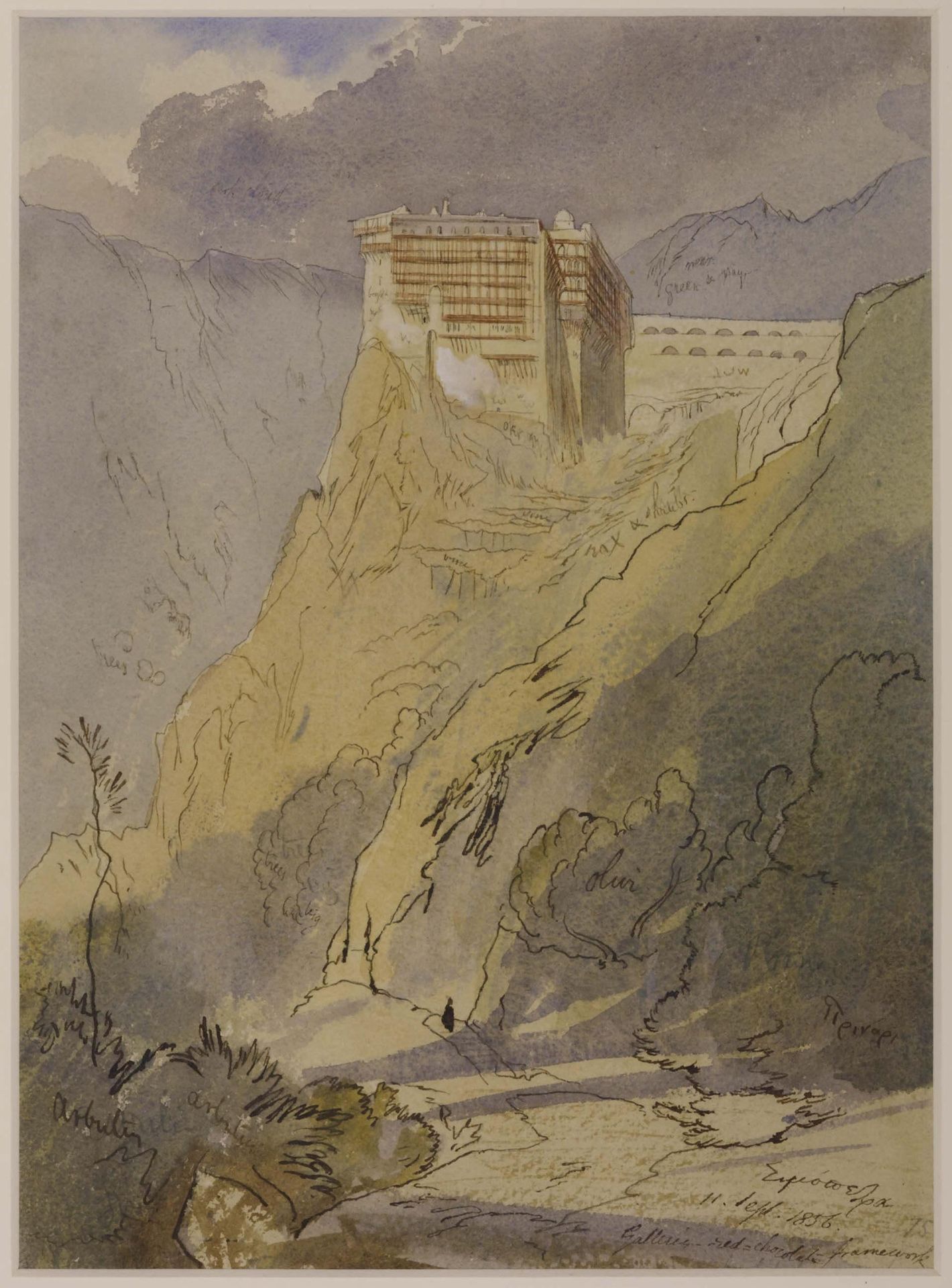 The Monastery of Simopetra on Mount Athos by Edward Lear