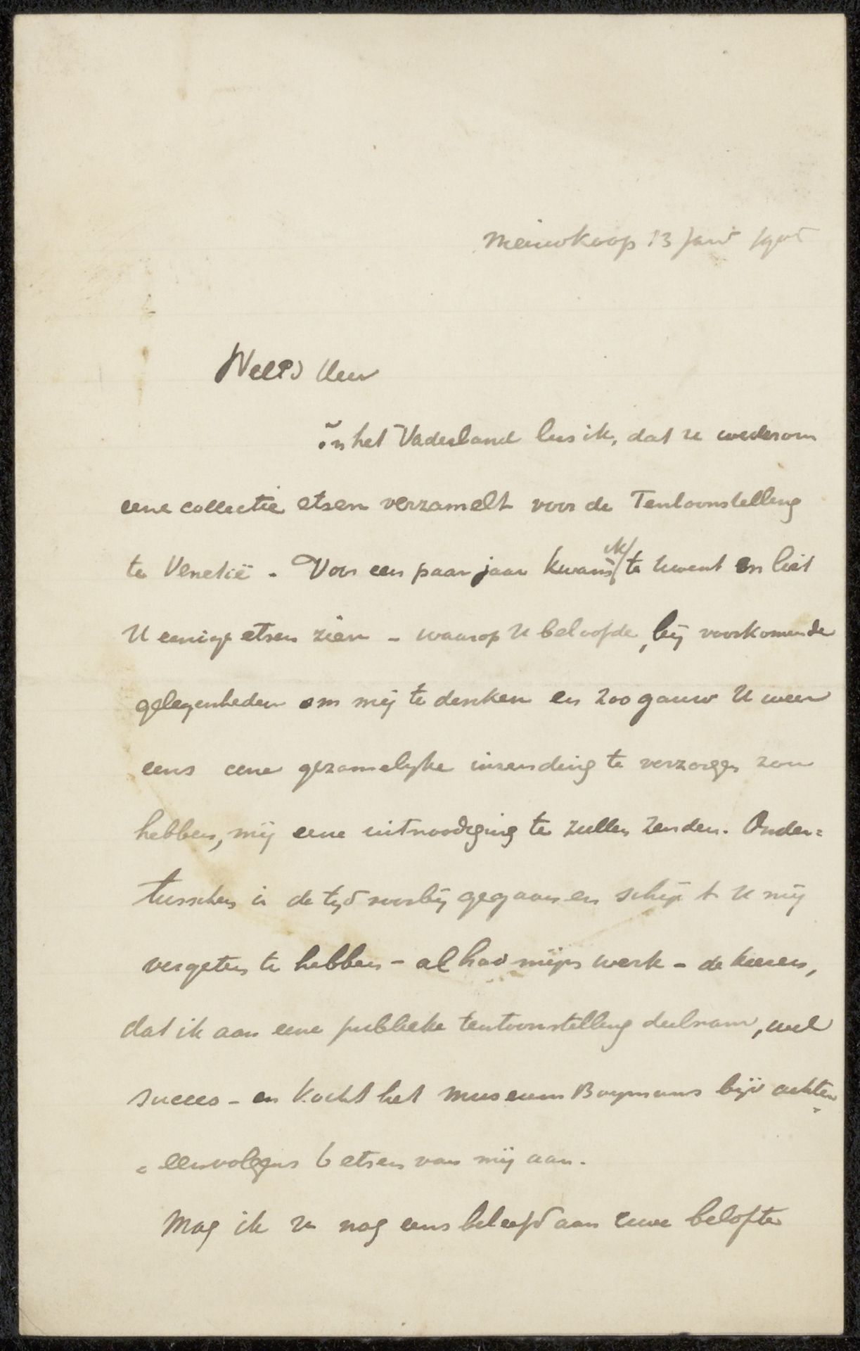 Brief aan Philip Zilcken by Waalko Jans (I) Dingemans