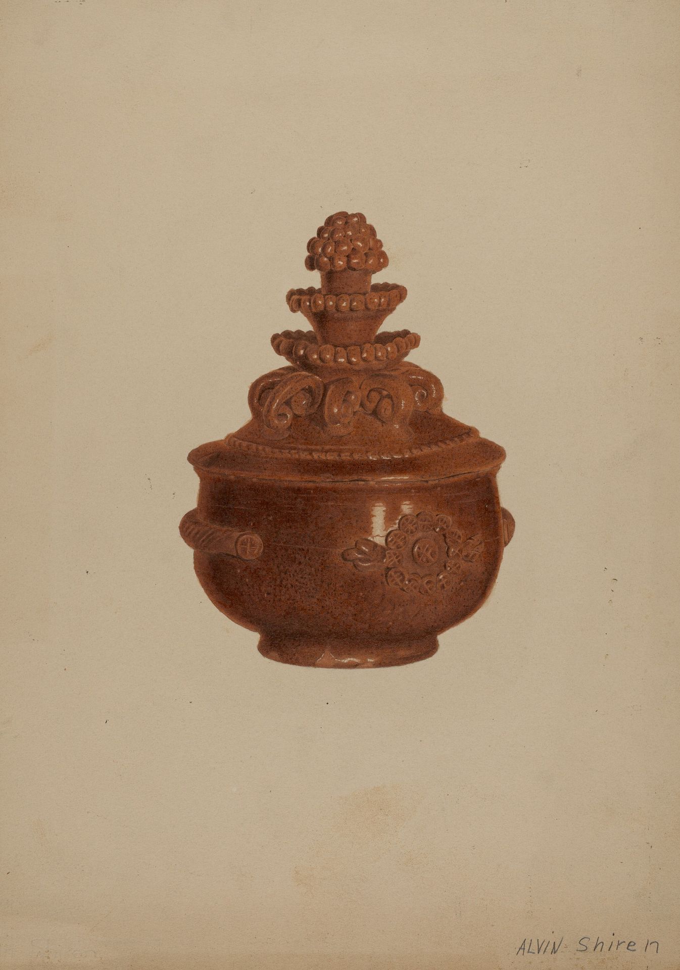 Pa. German Covered Bowl by Alvin Shiren