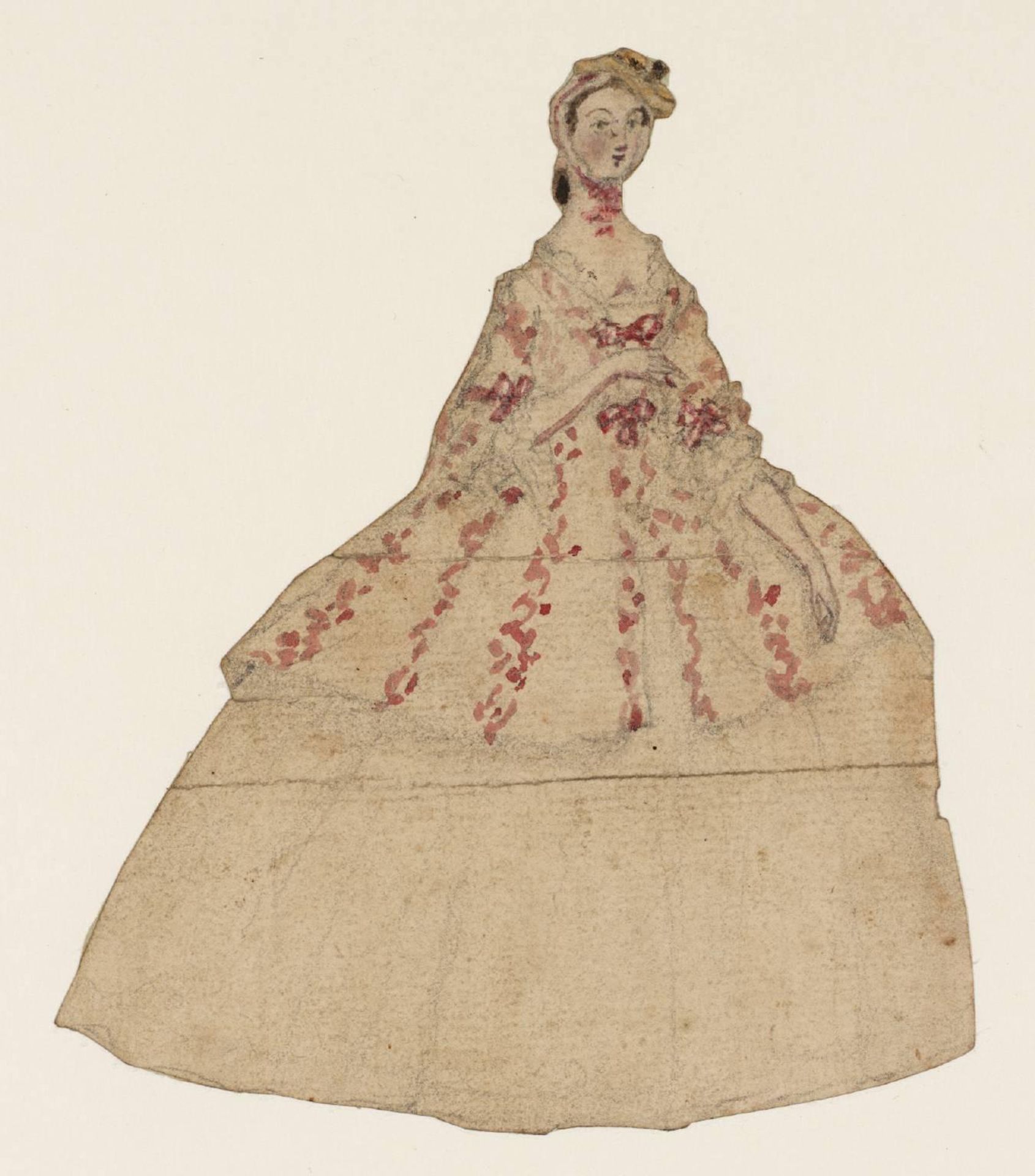 Cutout of a Lady in a Dress with Pink Ribbons (Unfinished) by  Susanna Duncombe