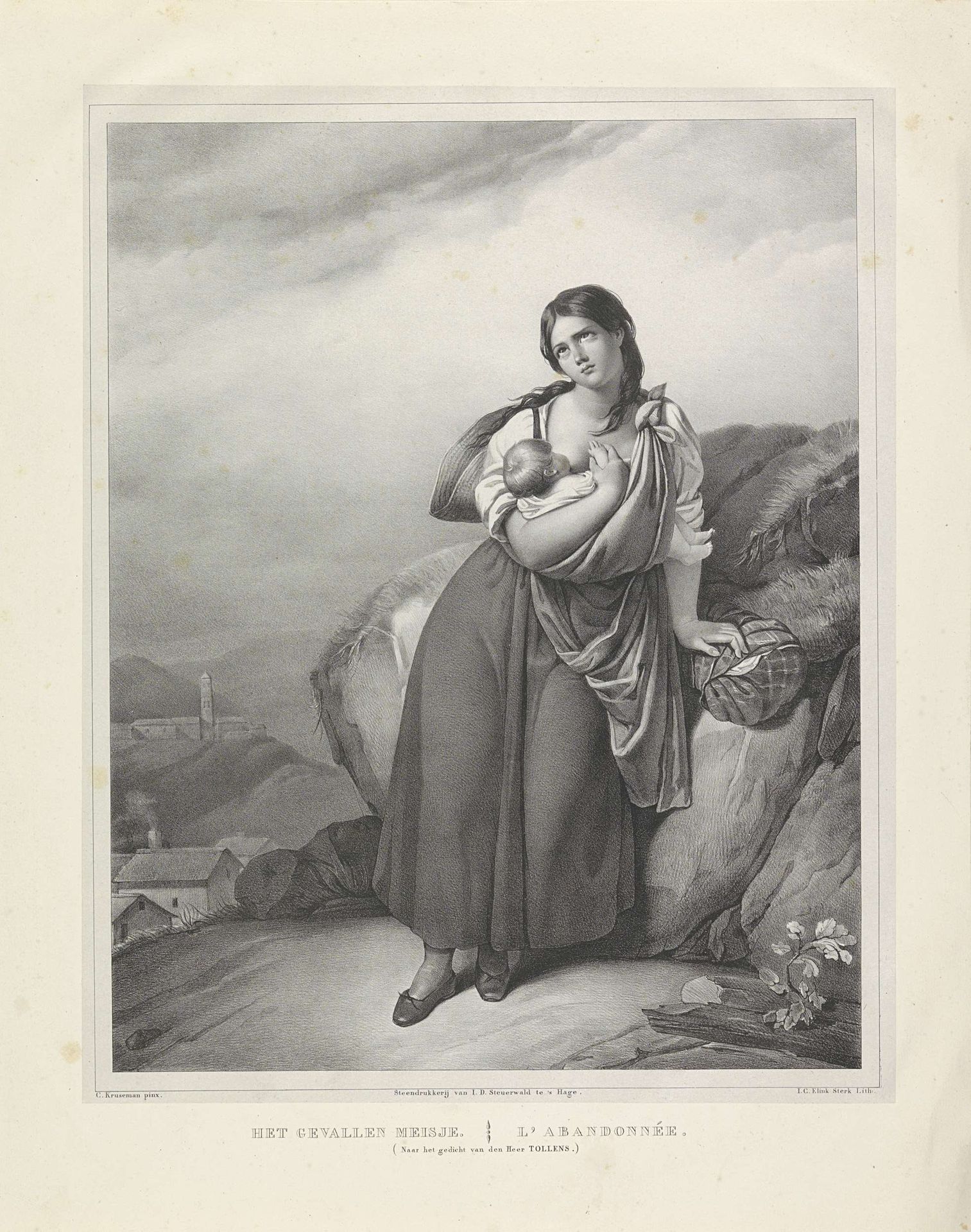 Jonge moeder met kind in berglandschap by Isaac Cornelis Elink Sterk