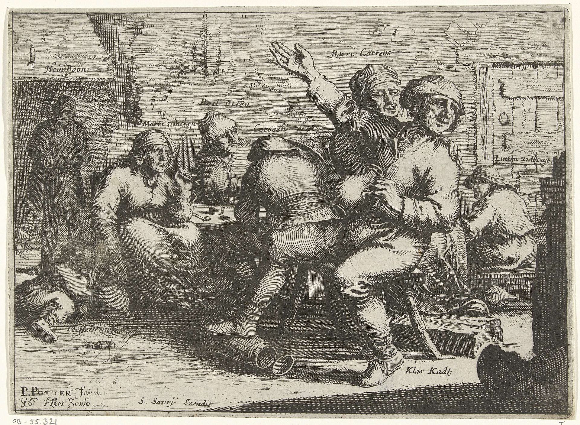Drinkers en rokers in een interieur by Gerrit de Heer
