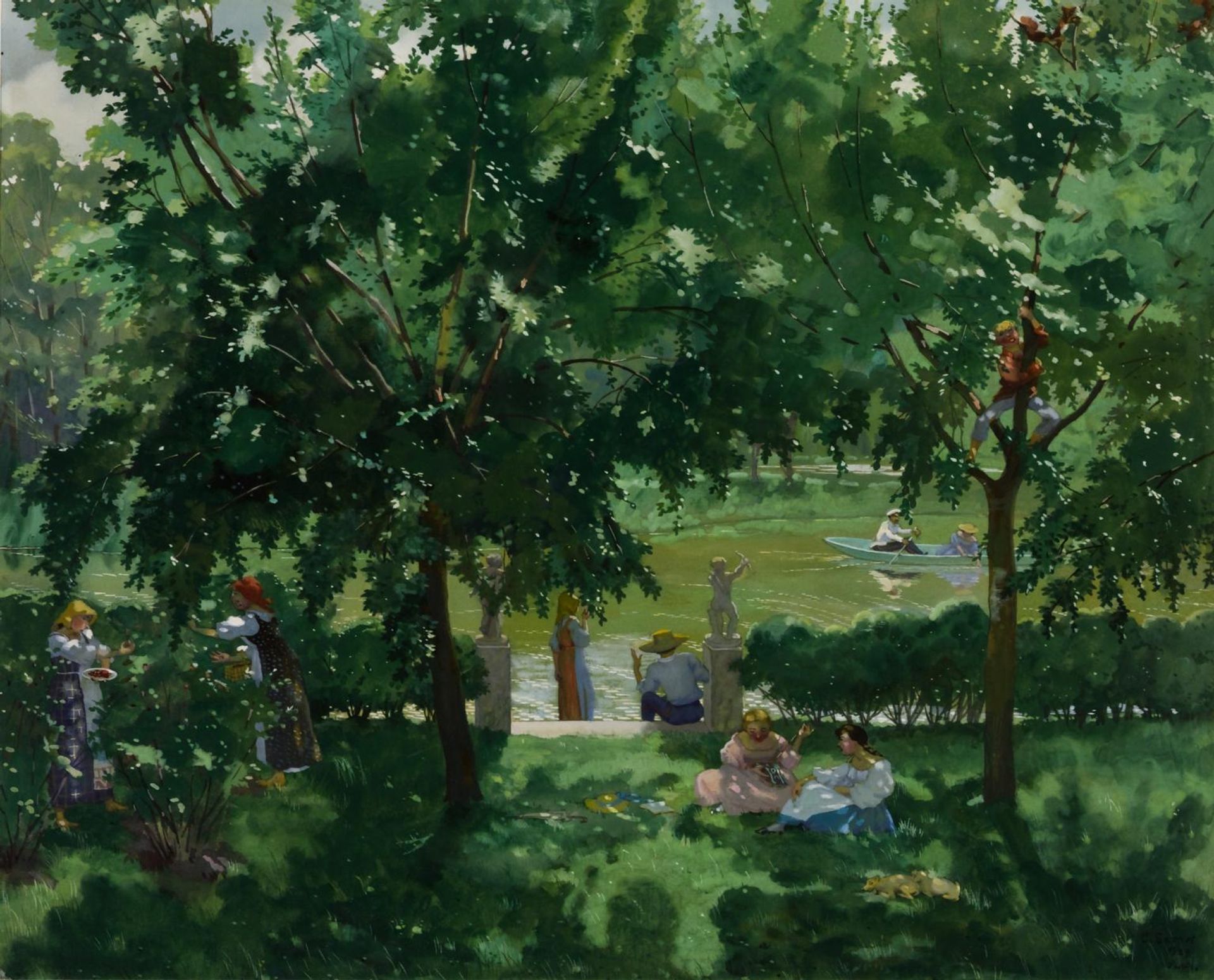 River Scene by  Konstantin Somov