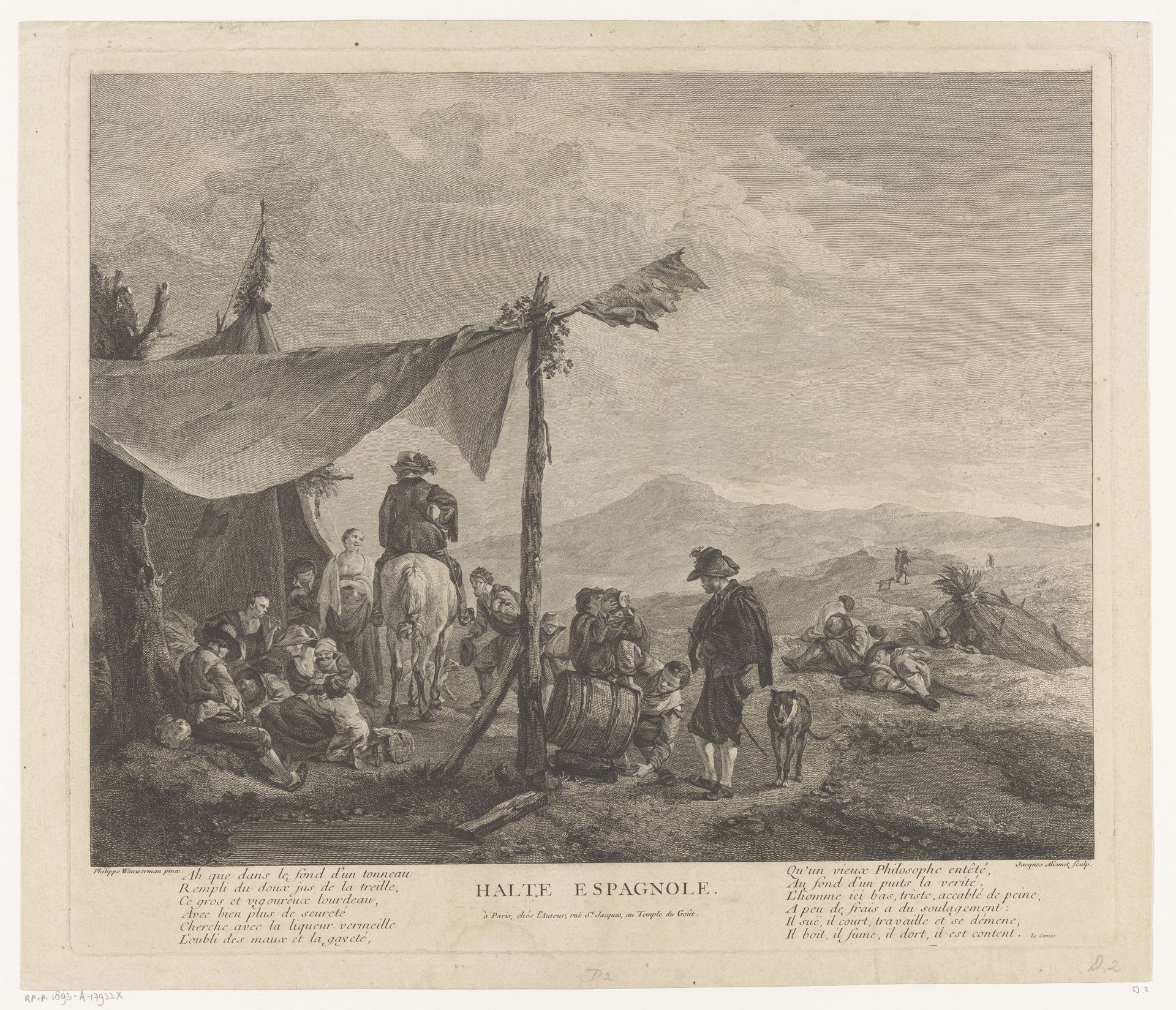 Kampement van Spaanse reizigers by Jacques Aliamet