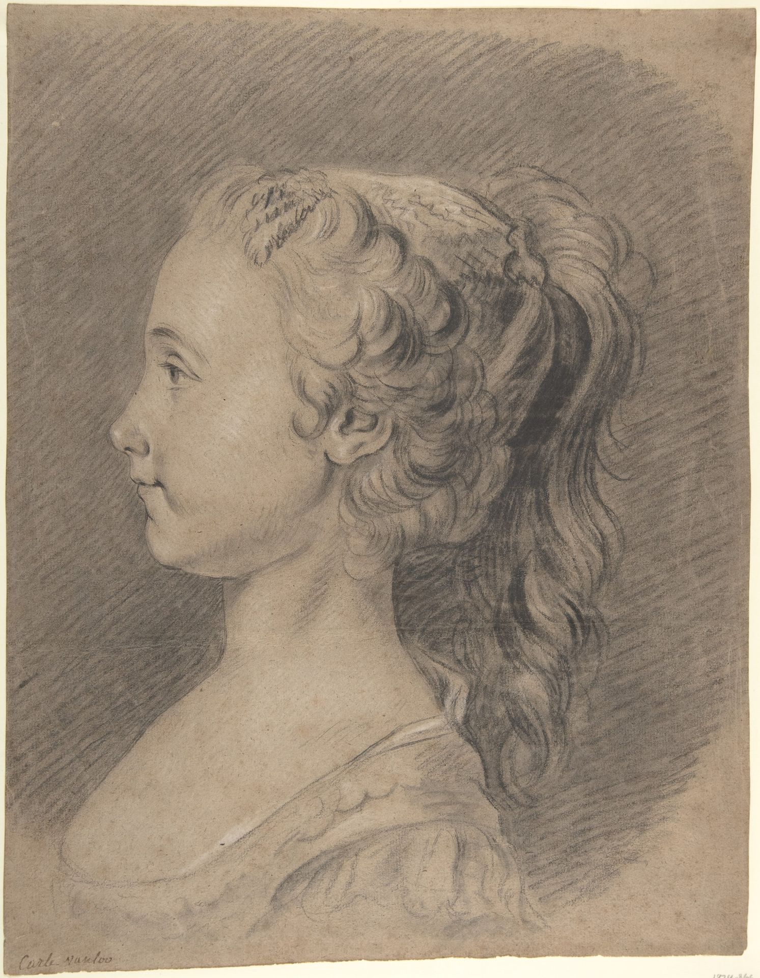 Bust of a Young Girl, Profile to Left by Carle (Charles André) Vanloo