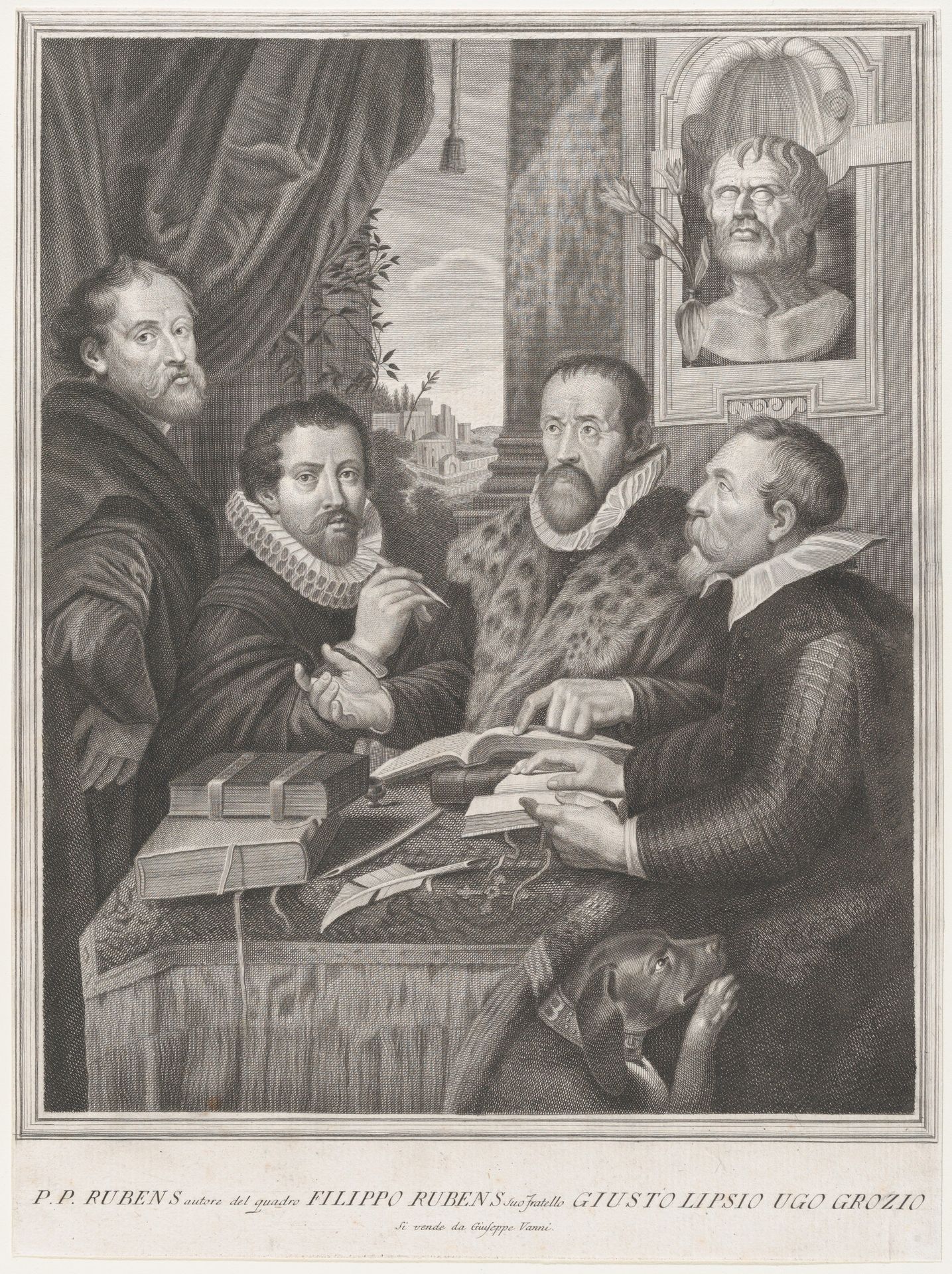 The Four Philosophers: Justus Lipsius, Hugo Grotius, Peter Paul Rubens, and Philip Rubens by Peter Paul Rubens