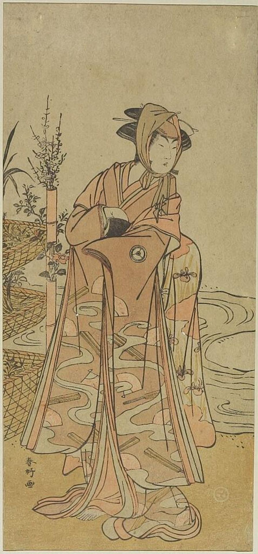 ACTOR STANDING IN GARDEN. by Katsukawa ShunkÅ