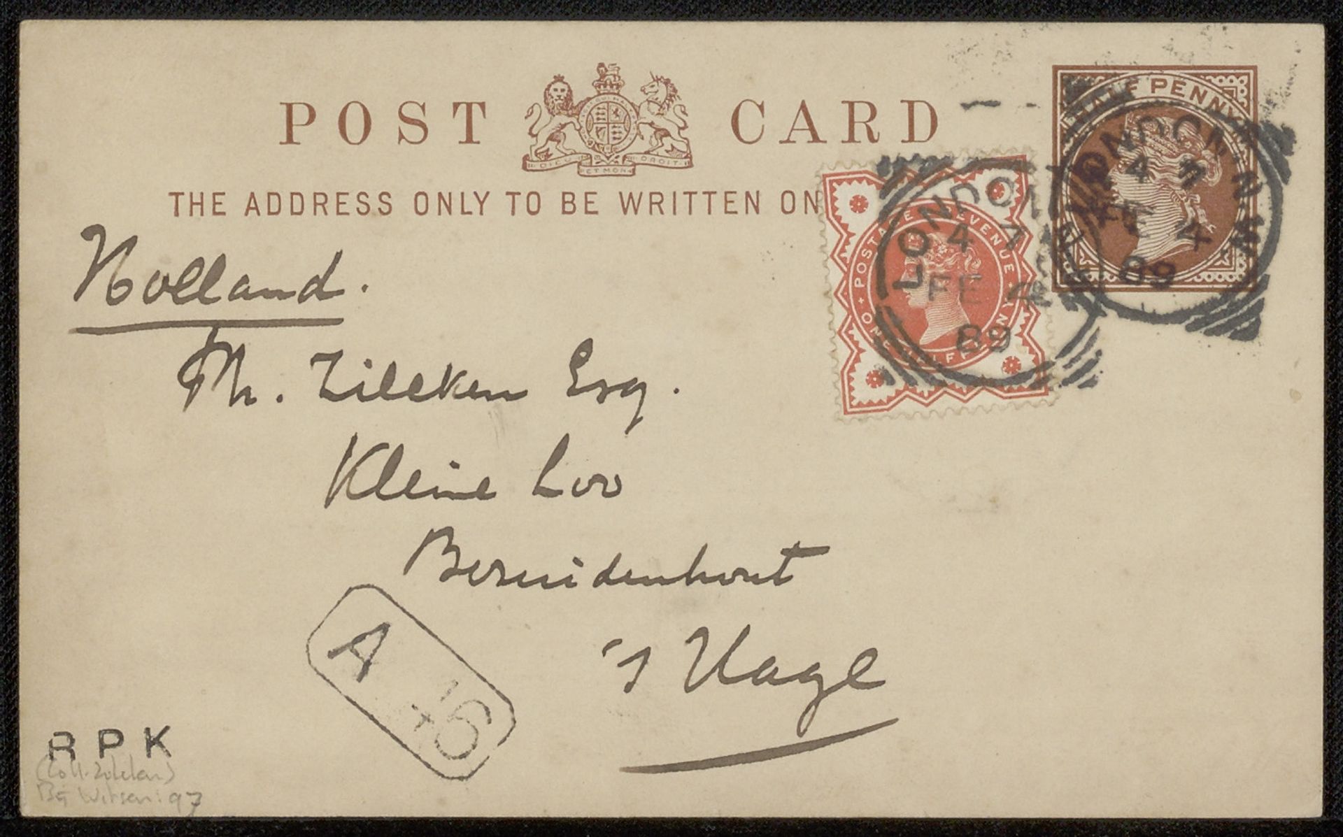 Briefkaart aan Philip Zilcken by Willem Witsen