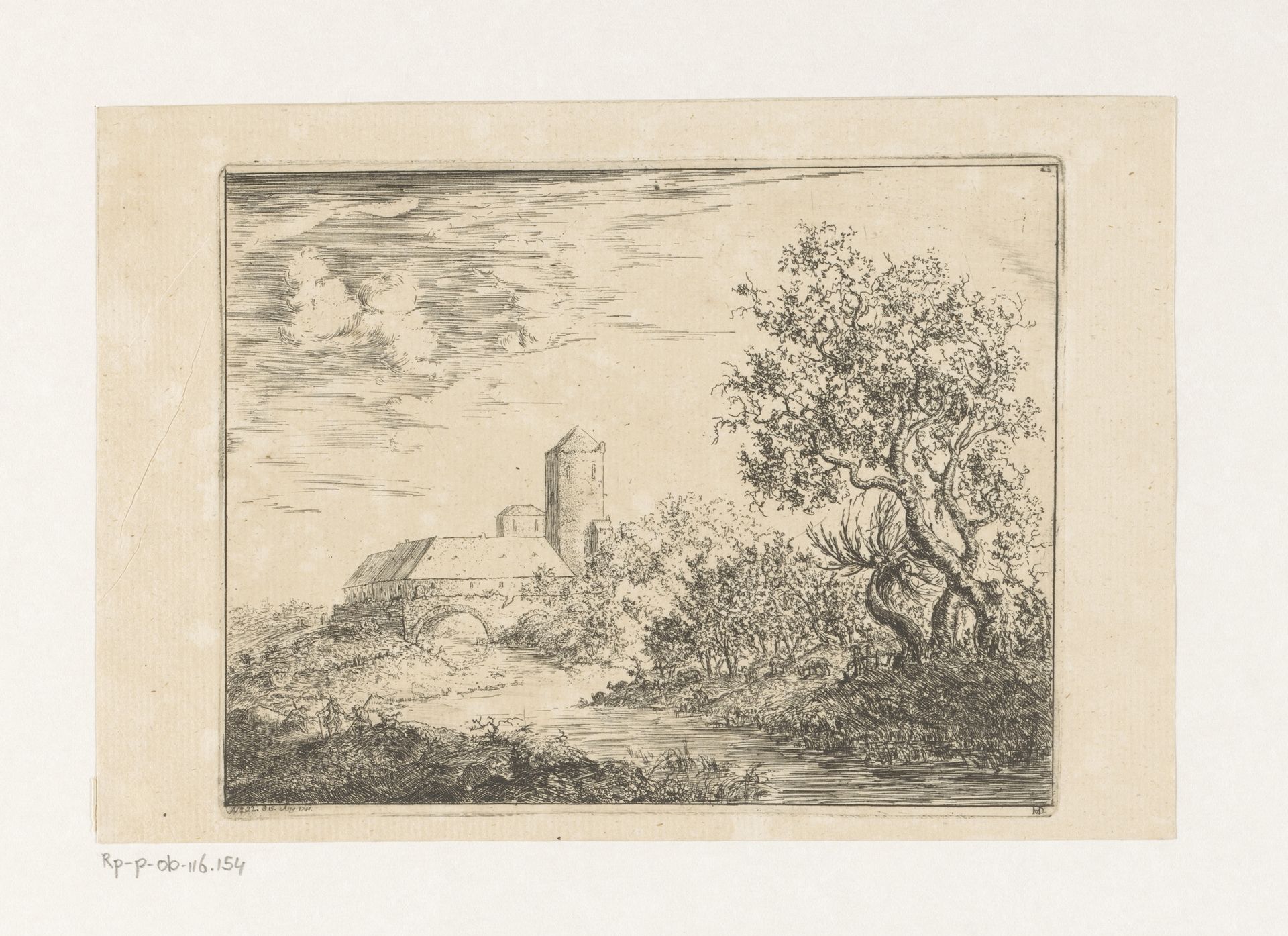 Landschap met vesting by Christian Ludwig von Hagedorn