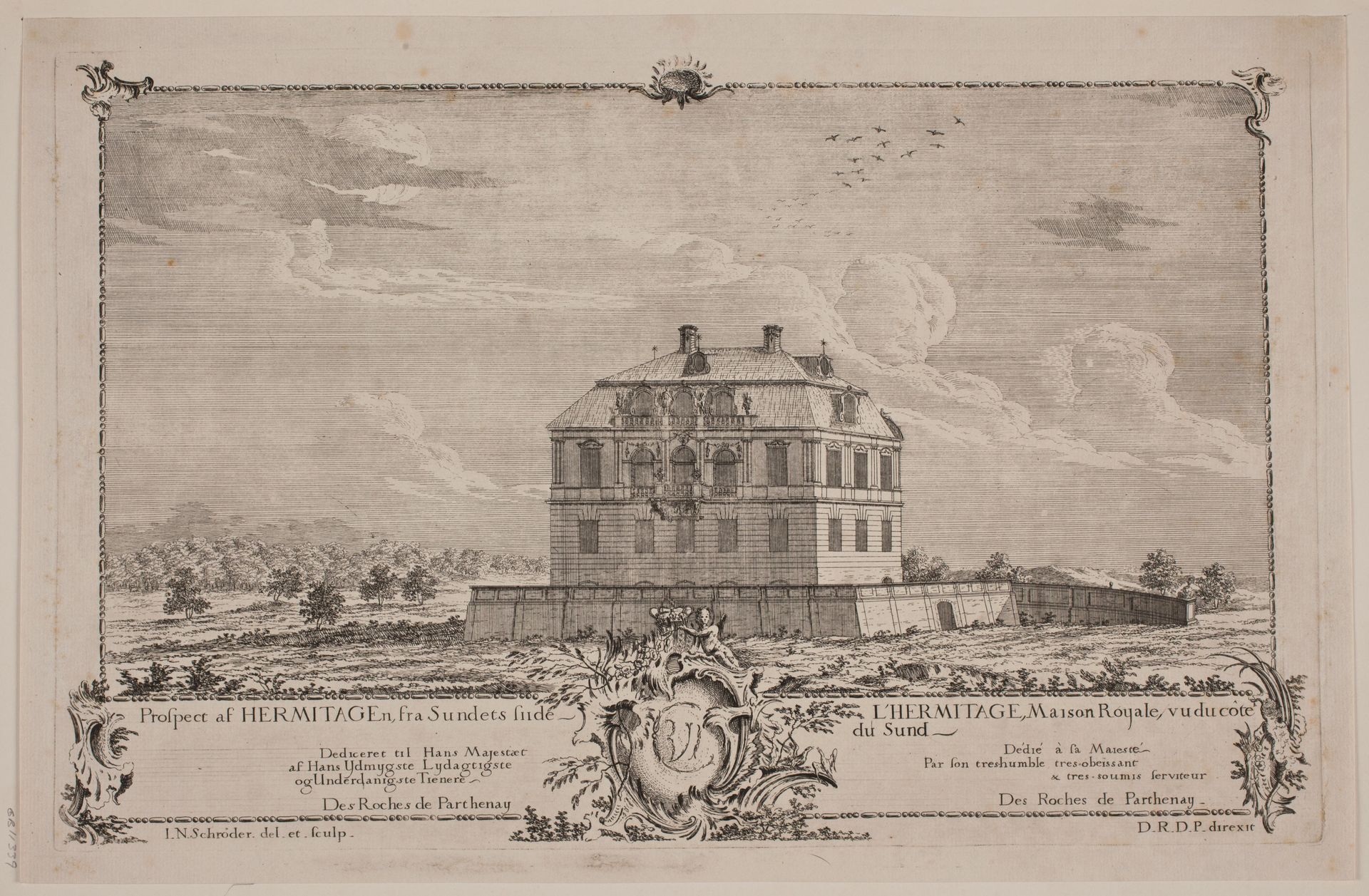 Eremitagen, fra søsiden by J.N. Schrøder