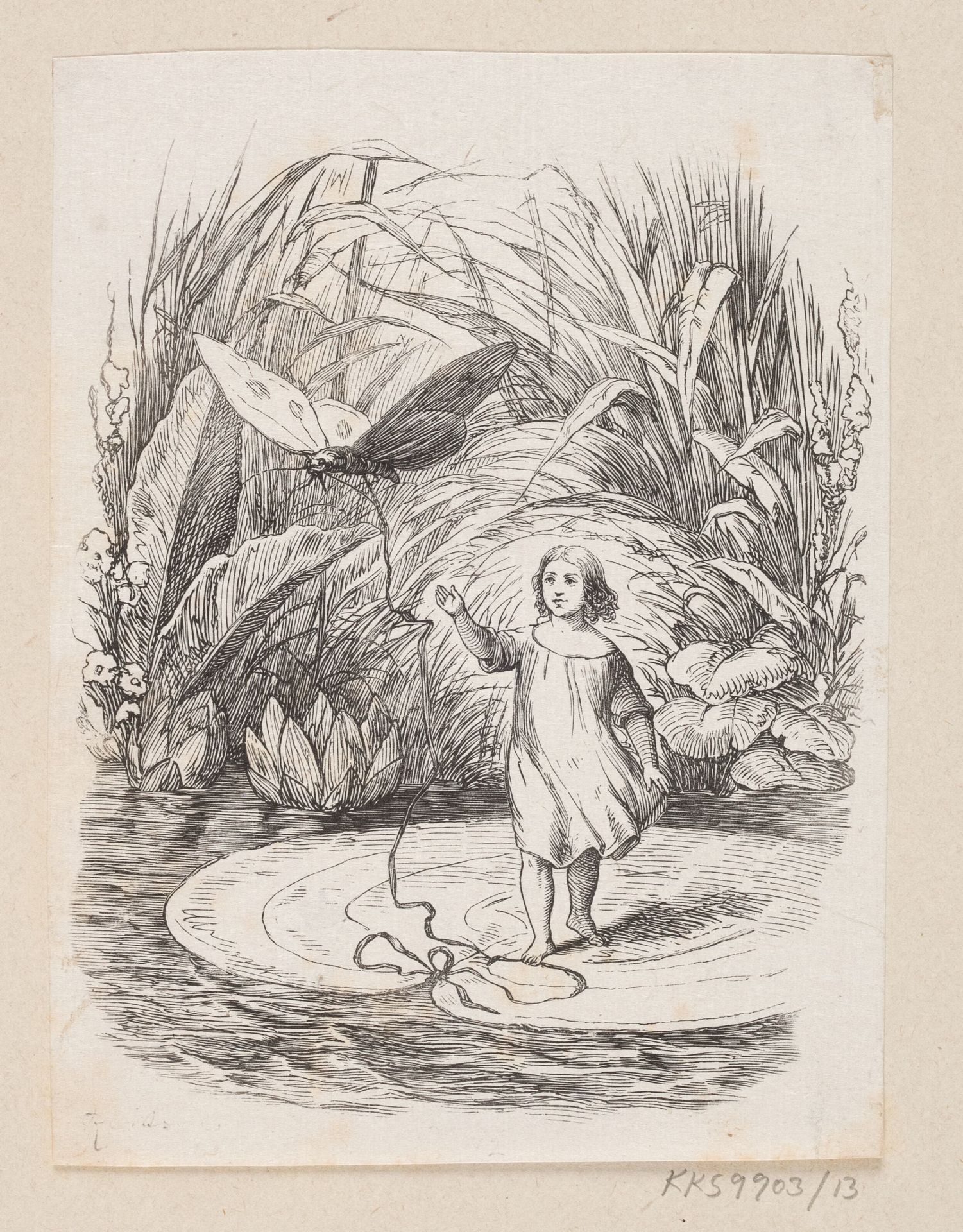 Illustration til "Tommelise" i H.C. Andersen, "Eventyr og Historier", Bind 1 by H.P. Hansen