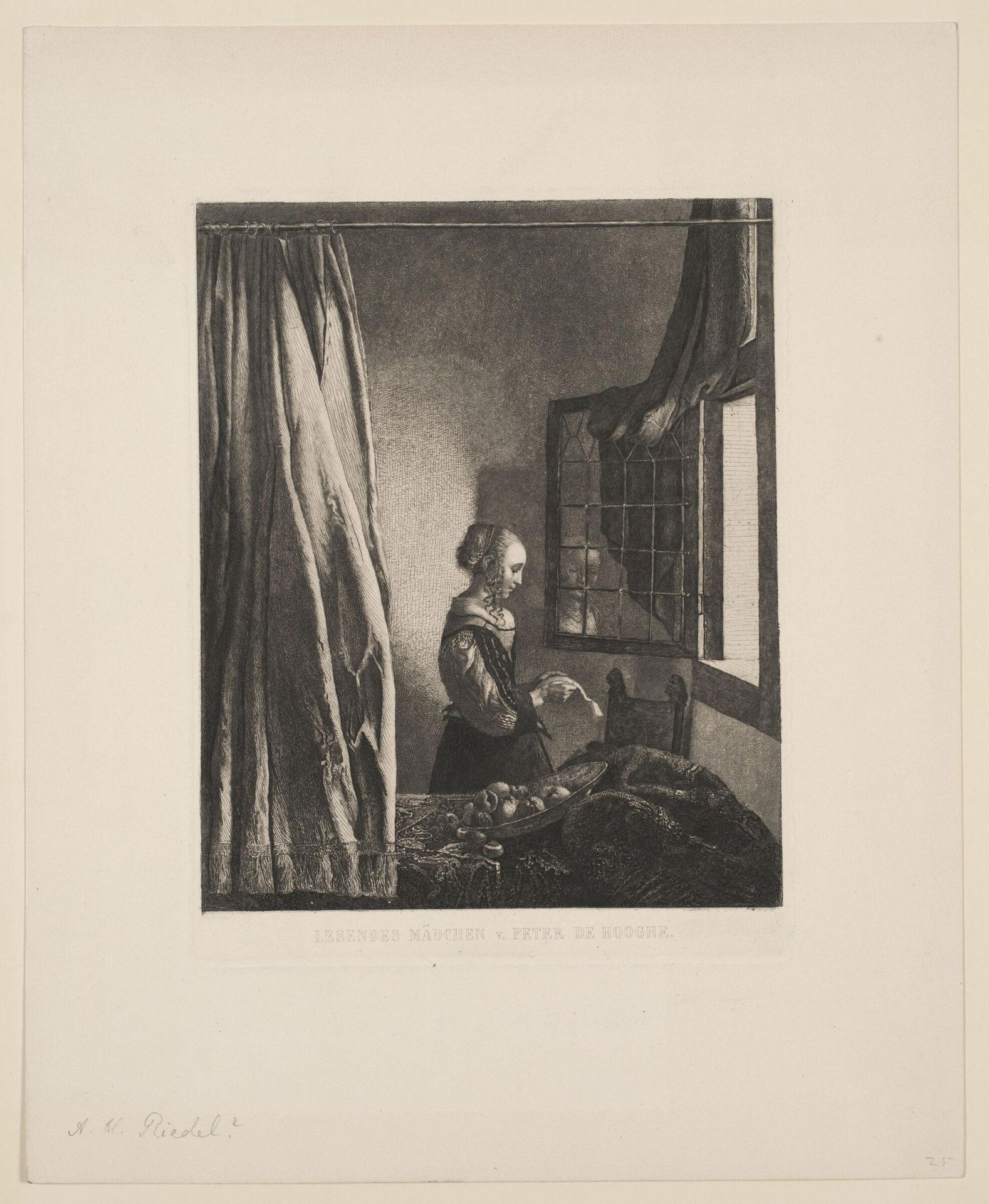 Girl Reading at the Window by Anton Heinrich Riedel