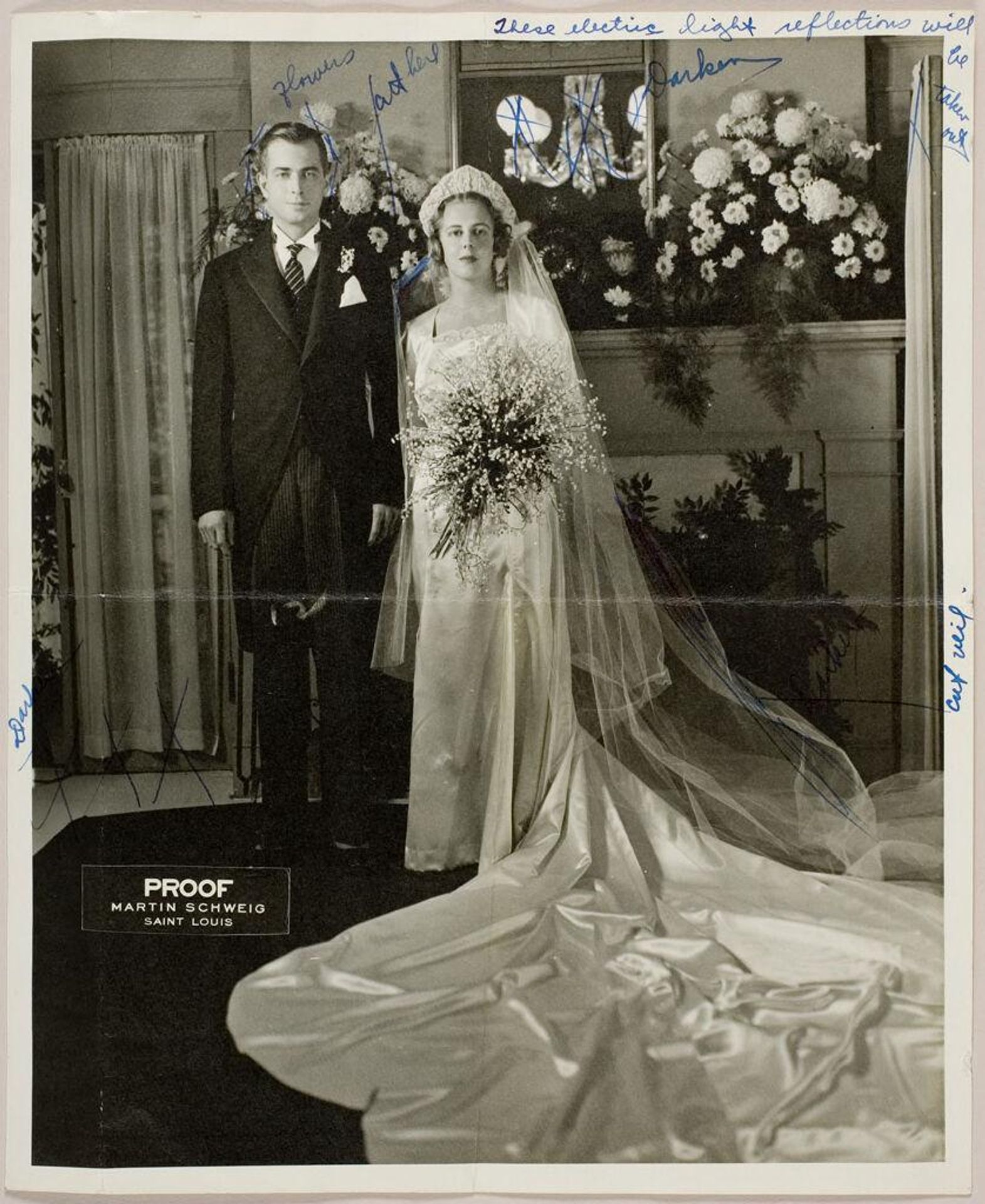 Untitled (proof print: bridal portrait of bride and groom) by Martin Schweig