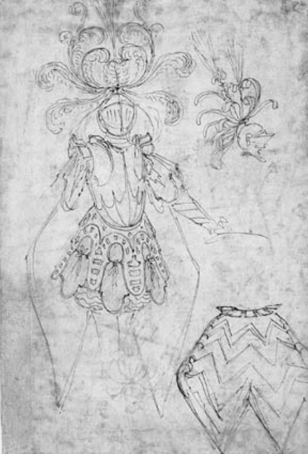 Three studies for a ballet costume by Baccio del Bianco