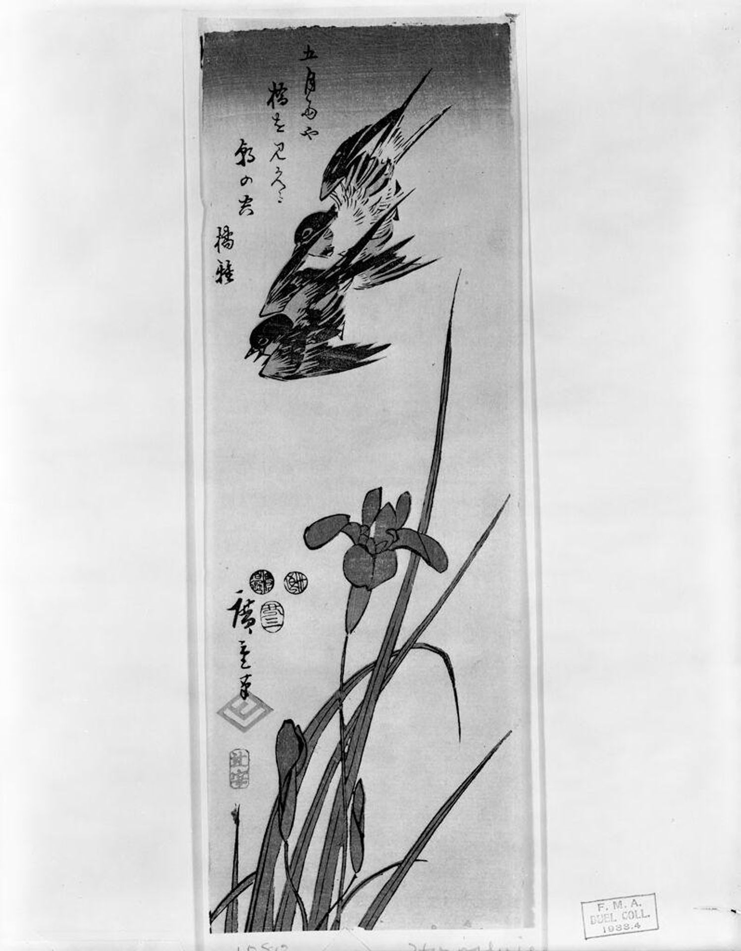 SWALLOWS AND IRIS by Utagawa Hiroshige
