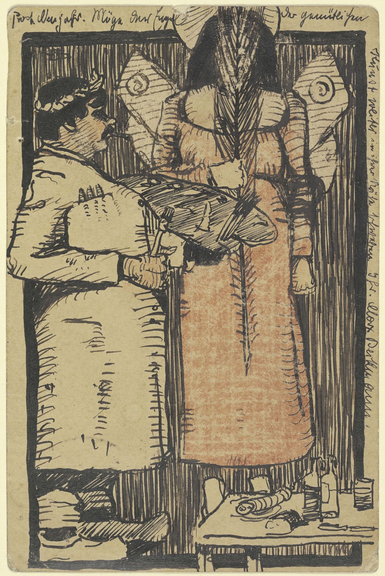 Neujahrskarte für den Maler Ugi Battenberg by Max Beckmann