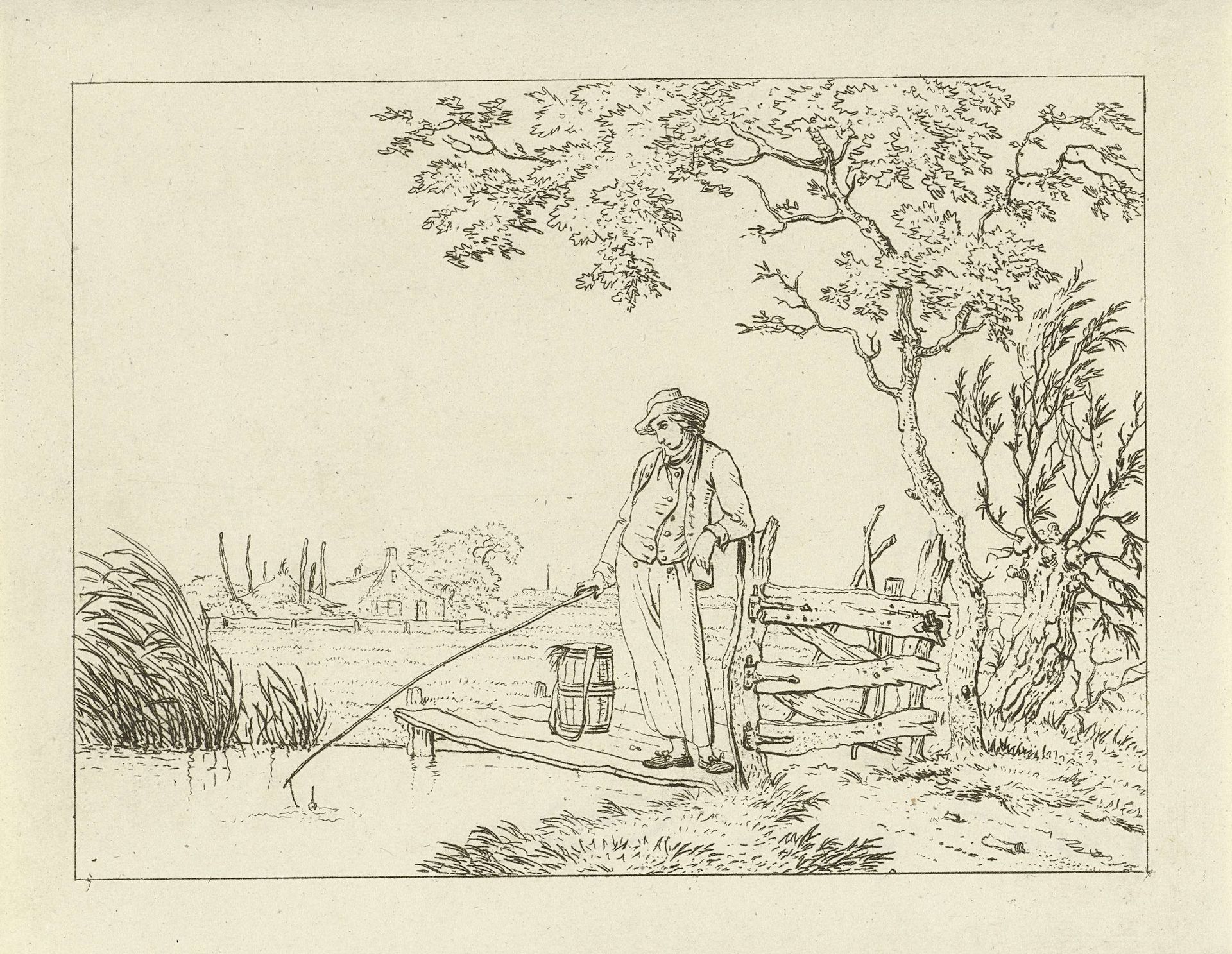 Visser op vlonder by Hermanus Fock