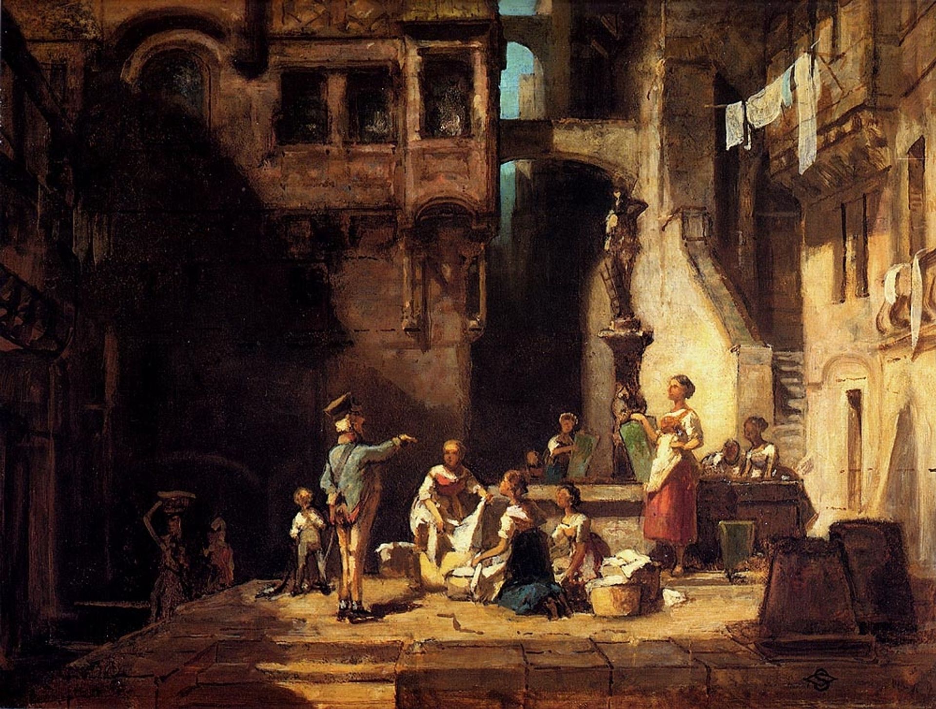 Washerwomen at the Well by Carl Spitzweg