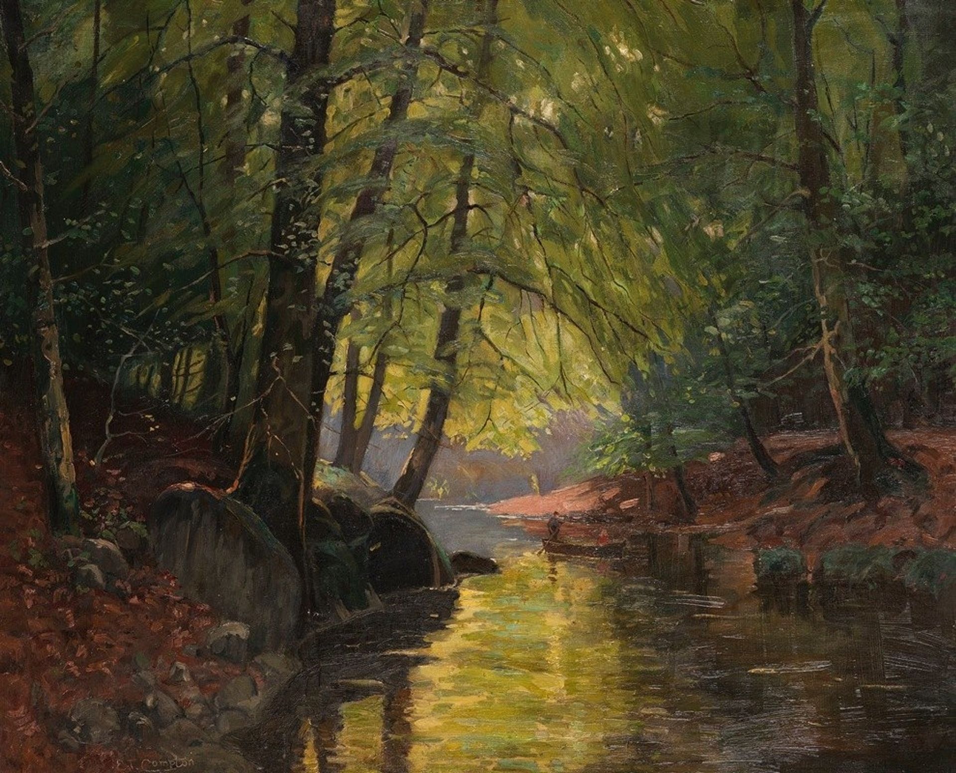 Kahnpartie im Spreewald by Edward Theodore Compton