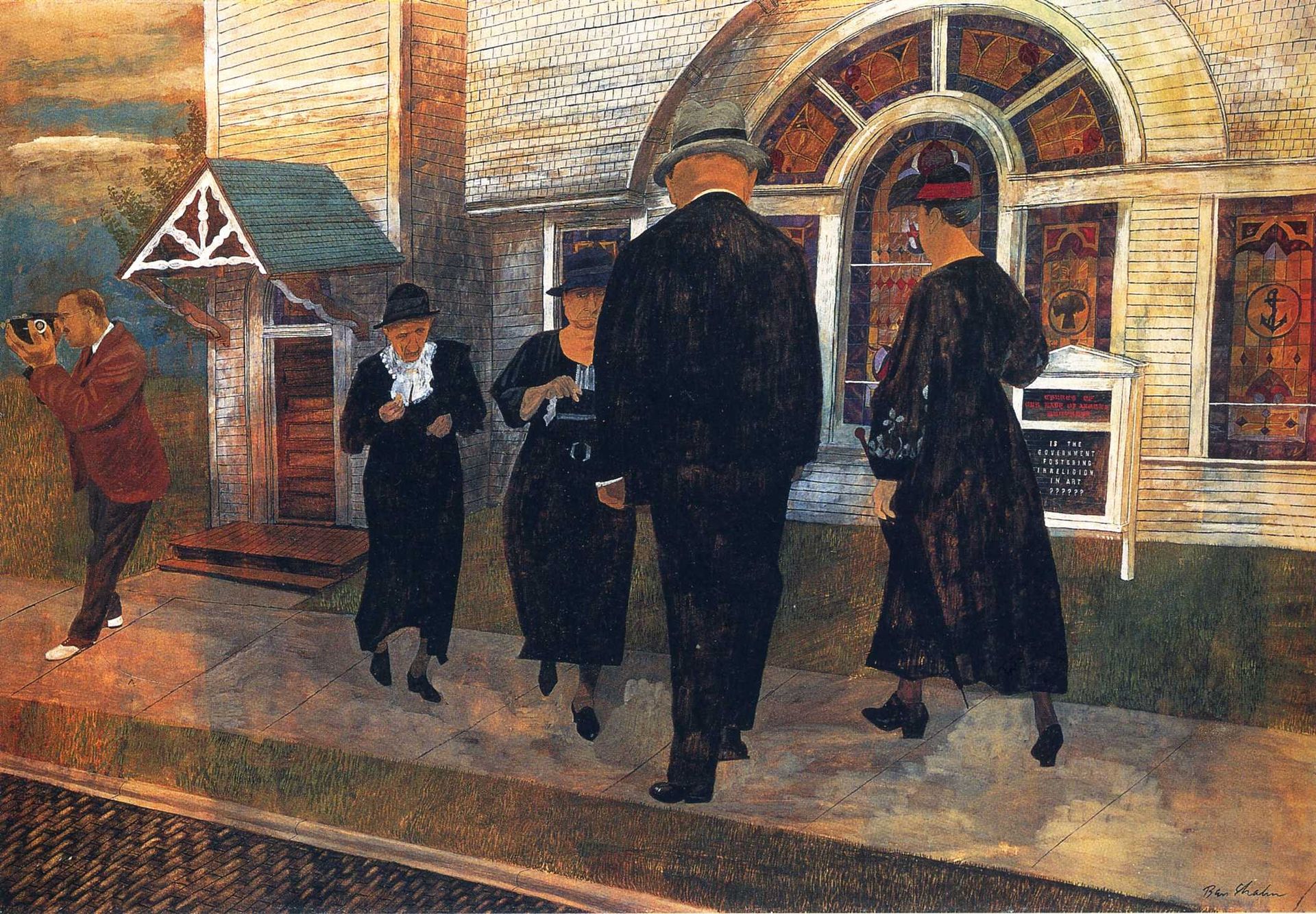 Self-Portrait Among Church Goers by Ben
