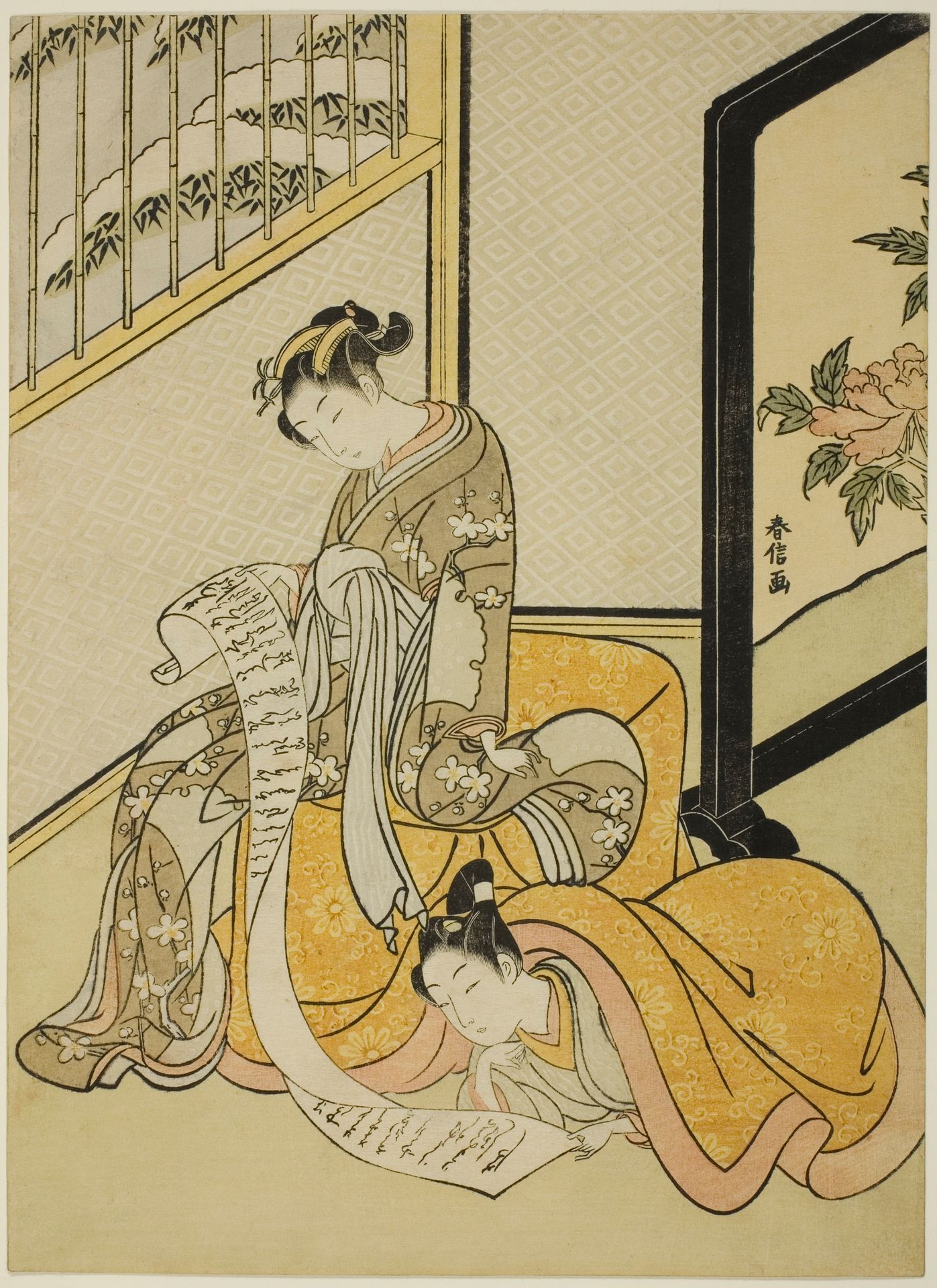 Couple Reading a Letter by Suzuki Harunobu 鈴木春信
