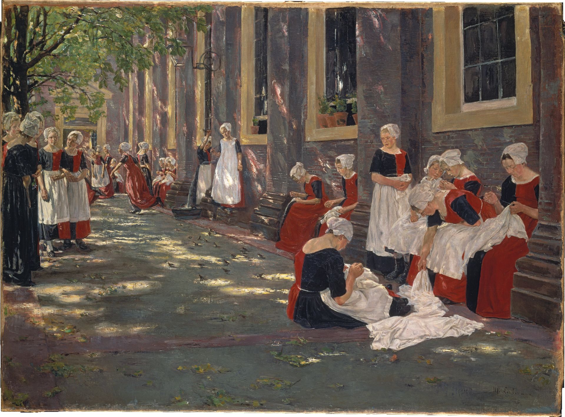 The Courtyard of the Orphanage in Amsterdam_ Free Period in the Amsterdam Orphanage by Max Liebermann