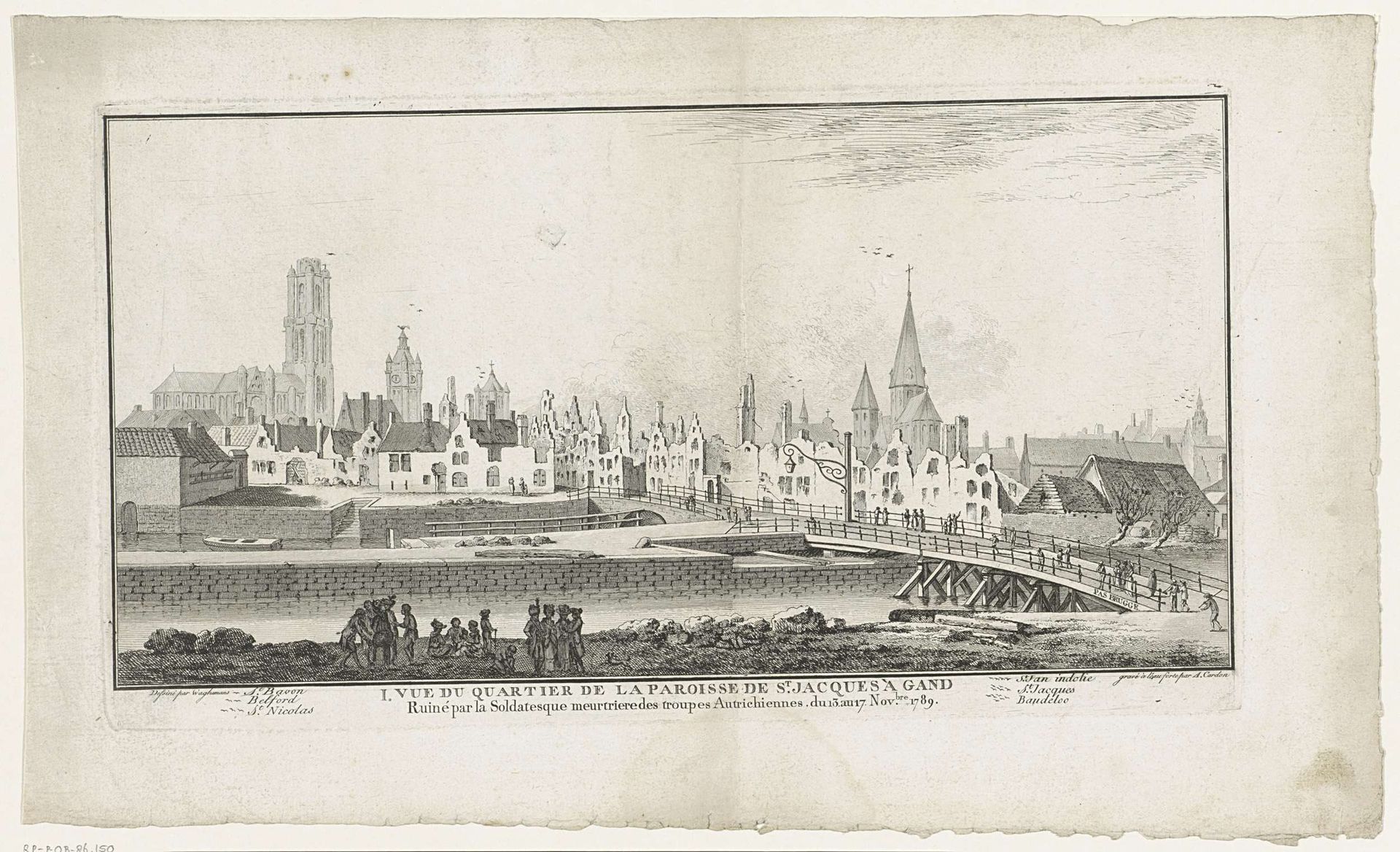 Ruïnes te Gent na de muiterij van Oostenrijkse troepen, 1789 by Antoine Alexandre Joseph Cardon