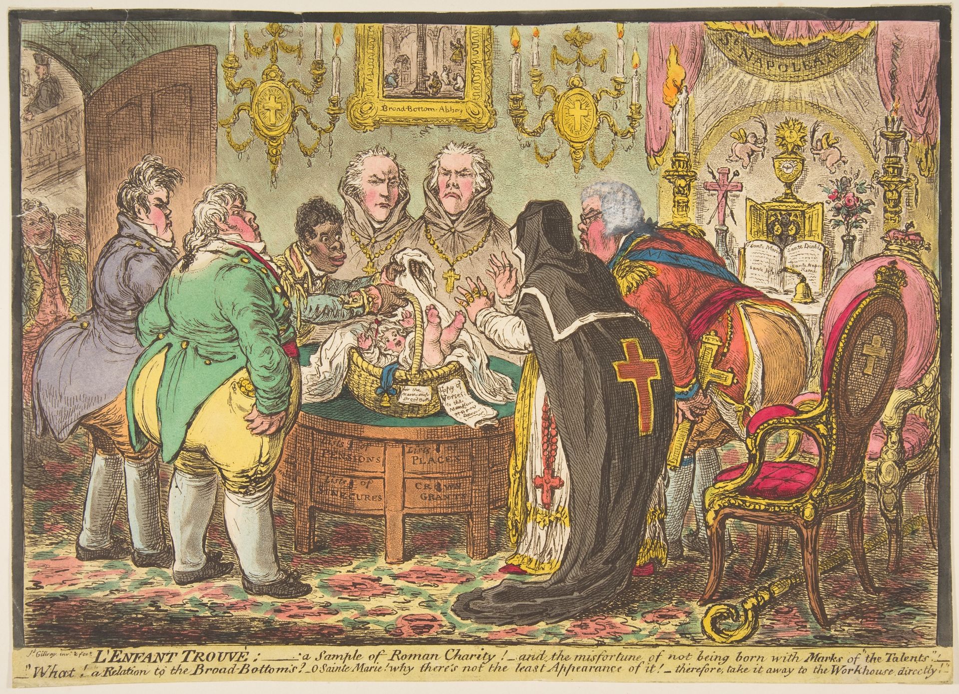 L'Enfant Trouvé:–a Sample of Roman Charity!–or–the Misfortune of Not Being Born with Marks of "the Talents" by James Gillray