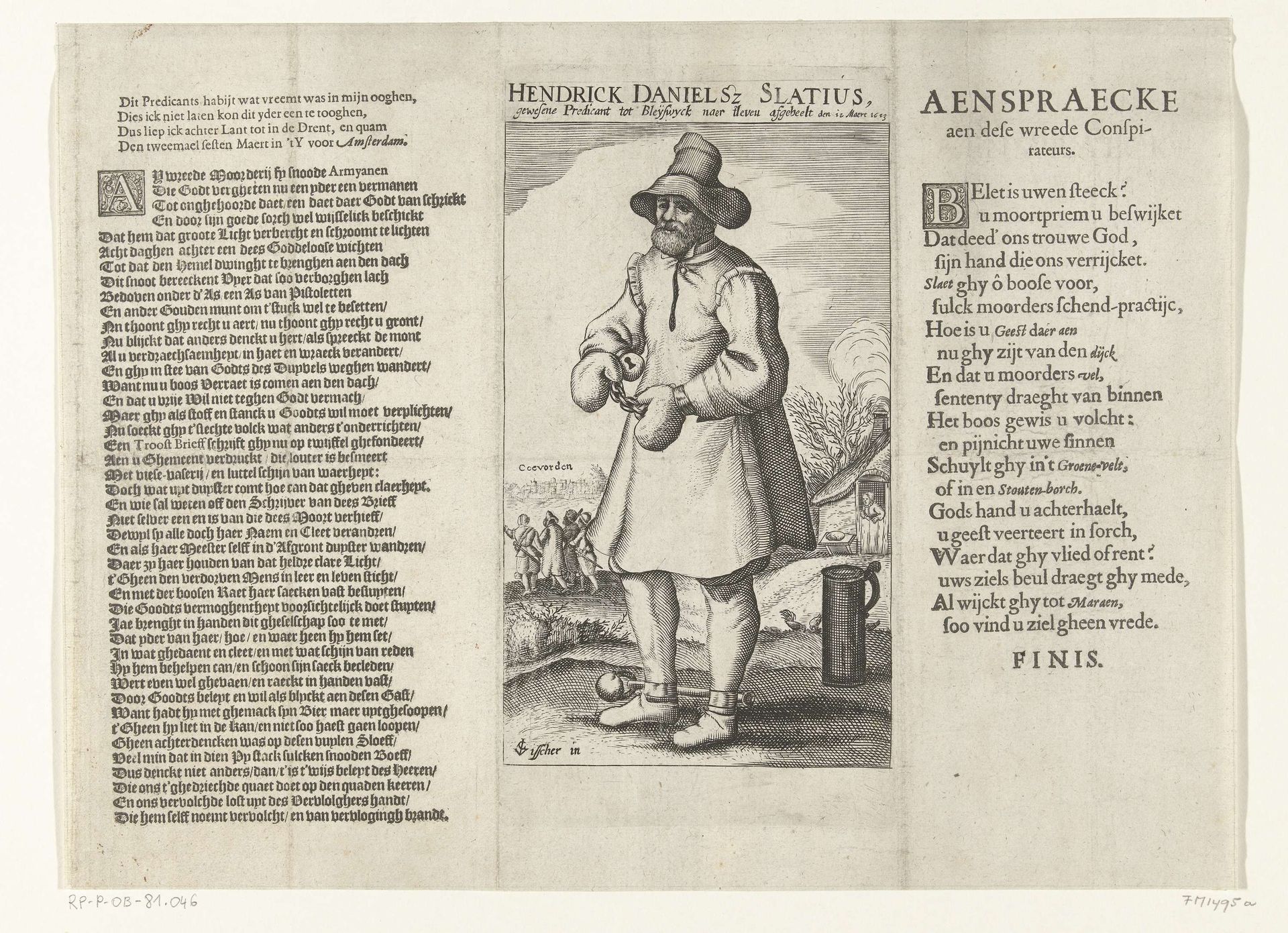 Henricus Slatius, met hand- en voetboeien, 1623 by Anonymous