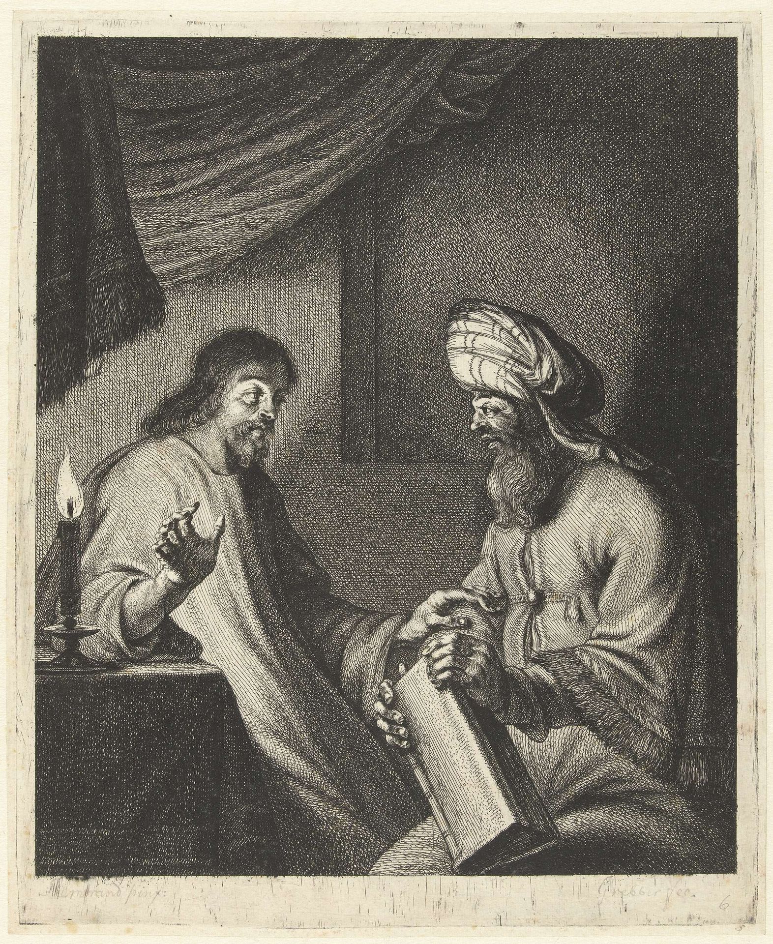 Christus in gesprek met Nikodemus by Pieter Fransz. de Grebber
