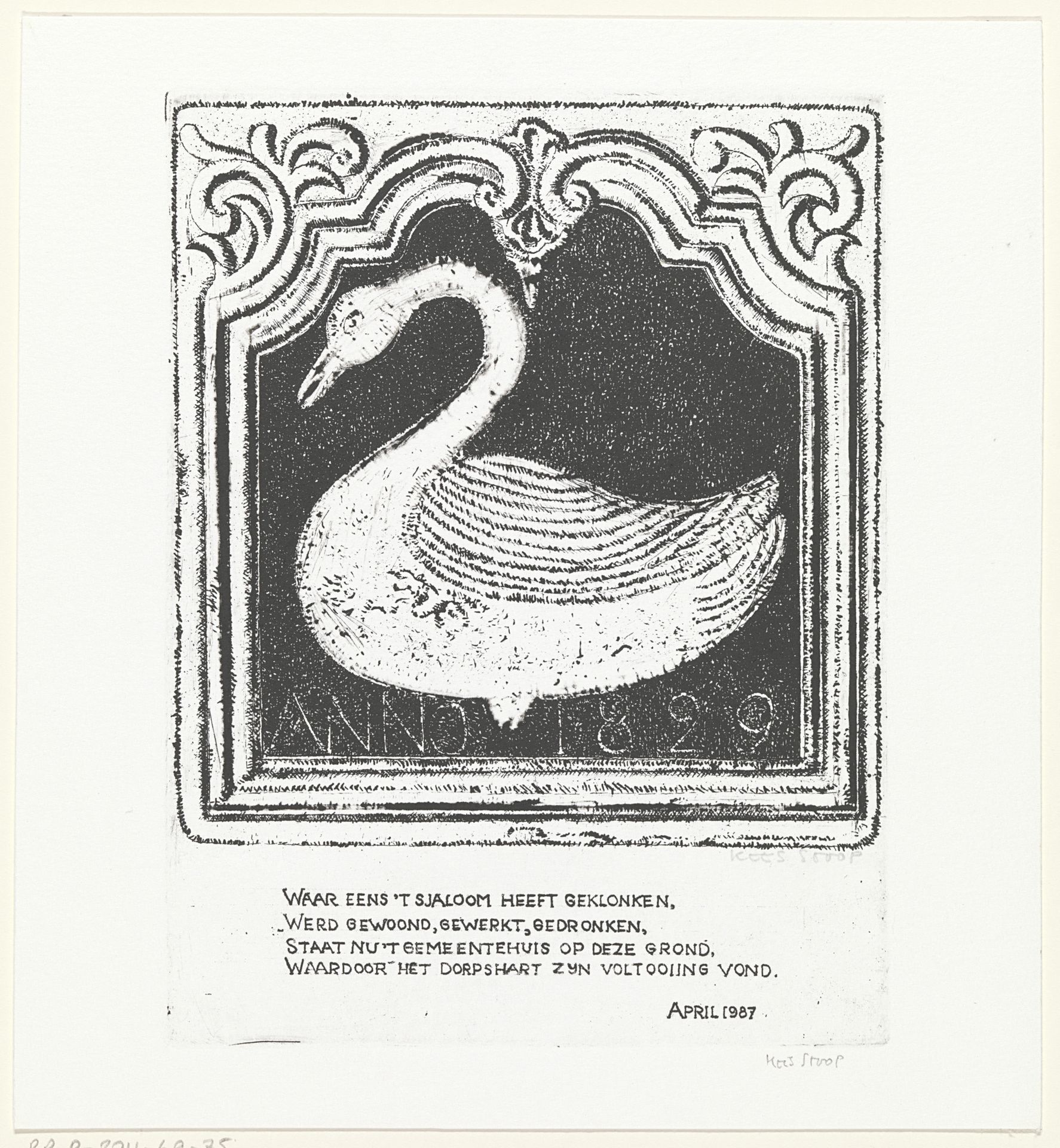 Zwaan (vignet) by Kees Stoop