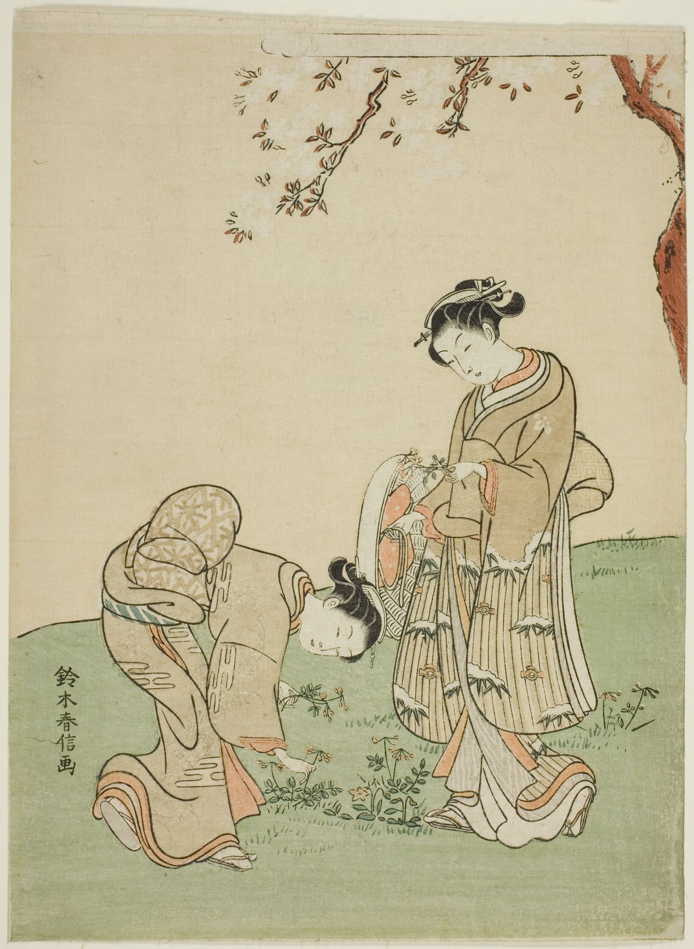 Gathering Spring Flowers by Suzuki Harunobu 鈴木春信