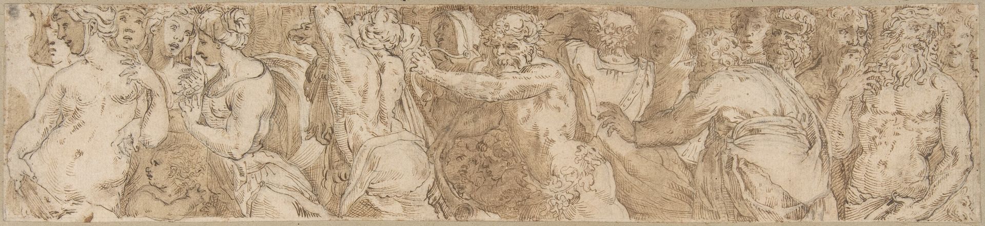 Procession (left-hand portion of border below Sacrifice of Isaac, inlaid-marble pavement, Siena Cathedral) by Domenico Beccafumi