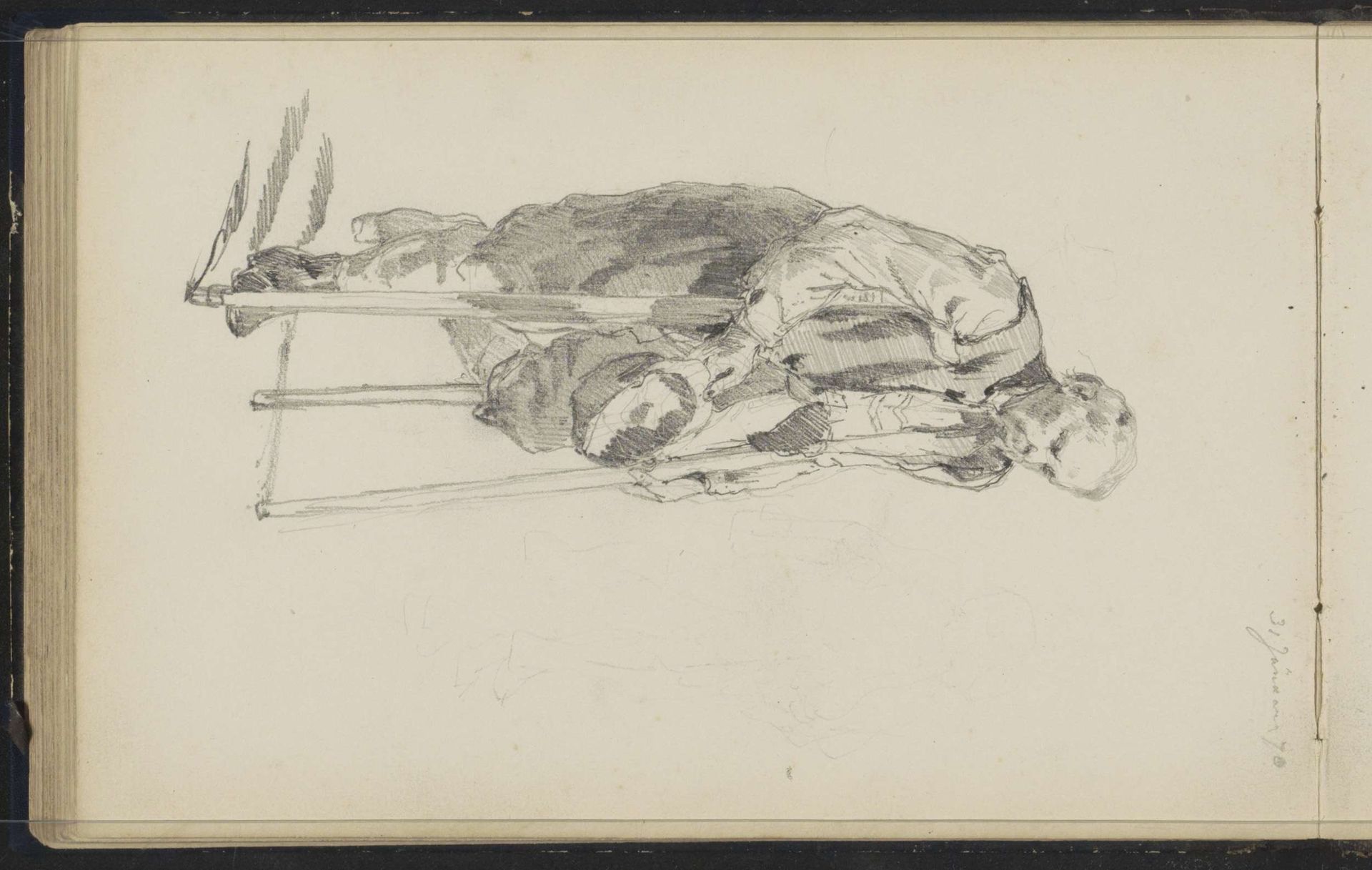 Bedelaar op krukken by Cornelis Springer
