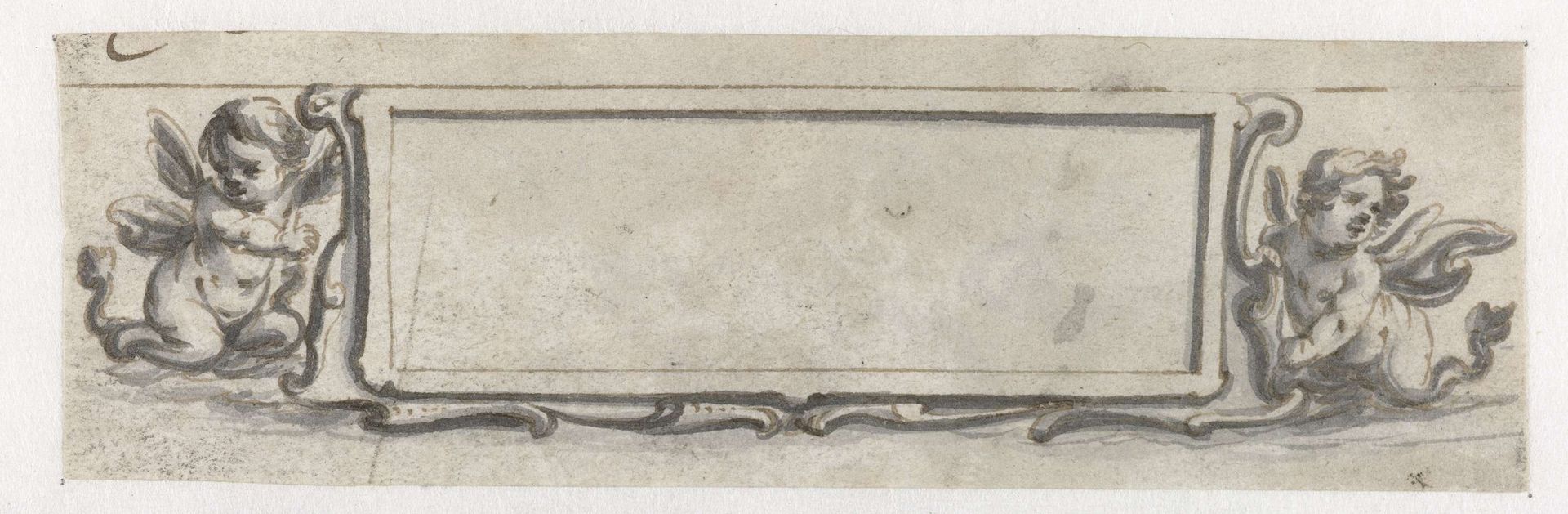 Cartouche met twee putti by Pieter Jansz.