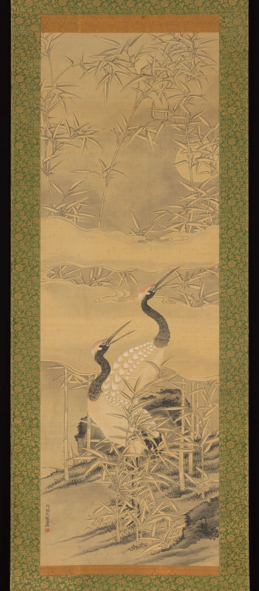 Pair of Cranes in Bamboo Grove by Tanomura Chikuden