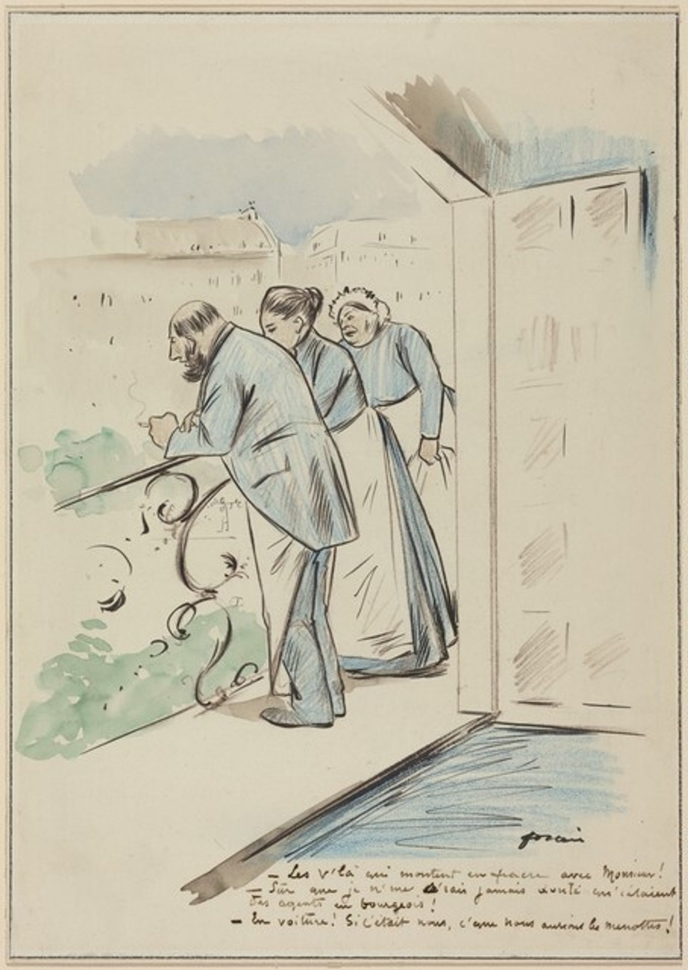 Les v'la qui montent en fiacre avec Monsieur! by Jean-Louis Forain