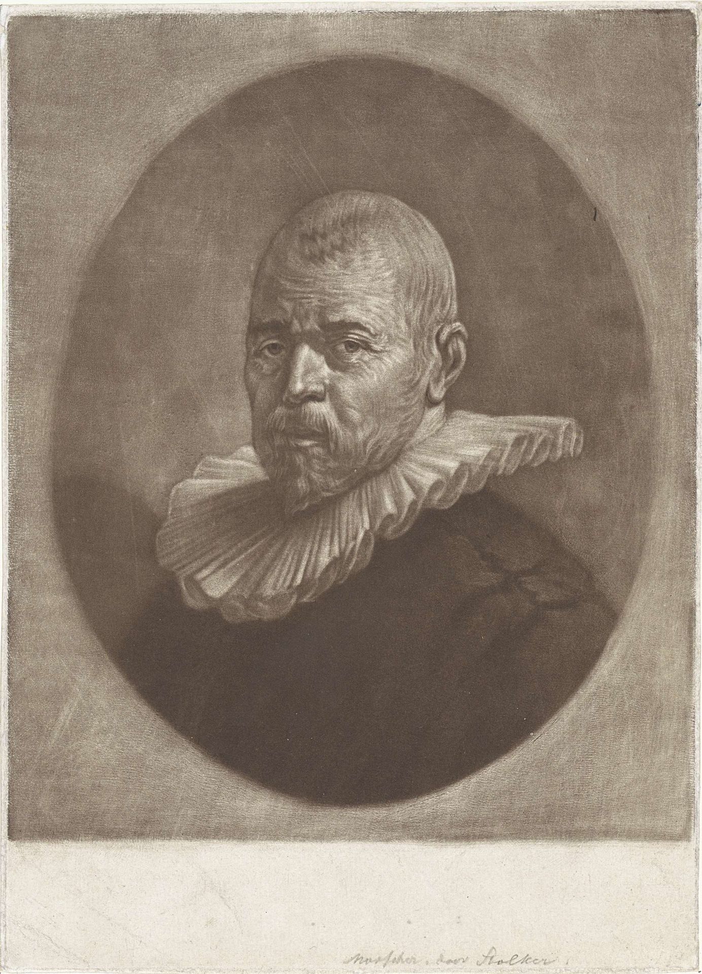 Portret van een man met een geplooide kraag by Jan Stolker