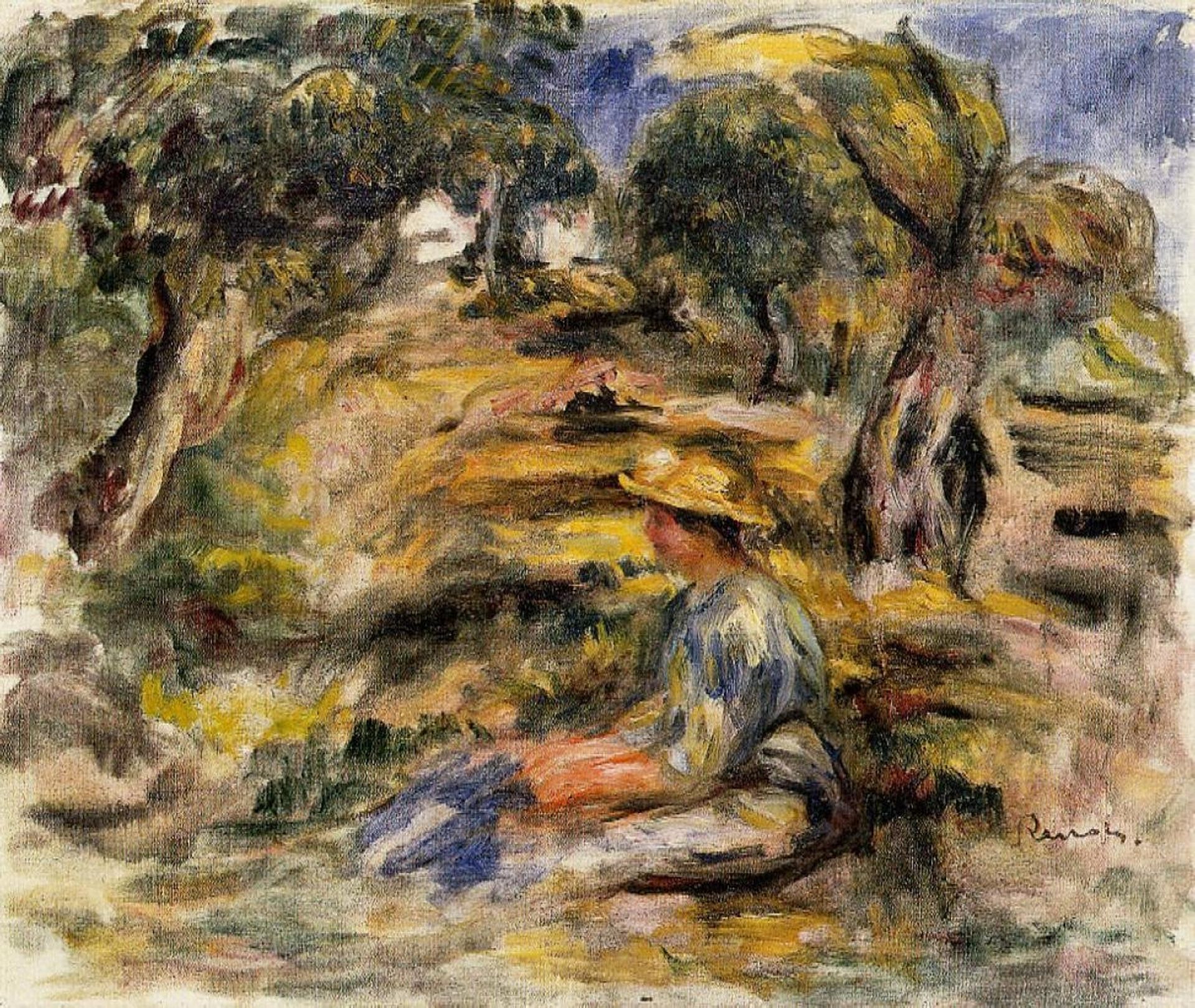 Seated Woman in Blue by Pierre-Auguste Renoir