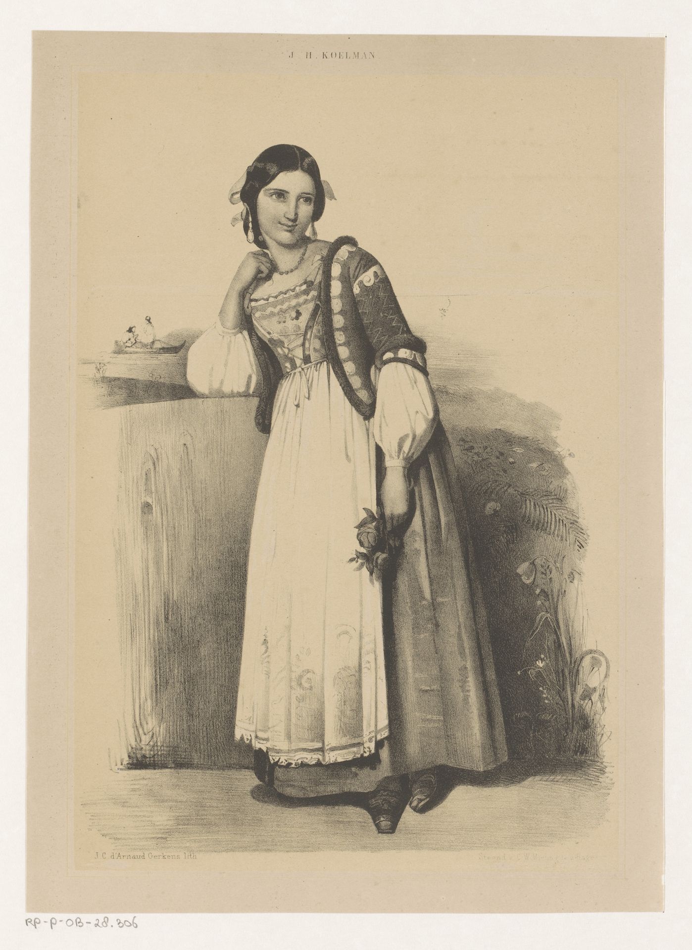 Vrouw in Italiaanse klederdracht by Johannes Christiaan d' Arnaud Gerkens
