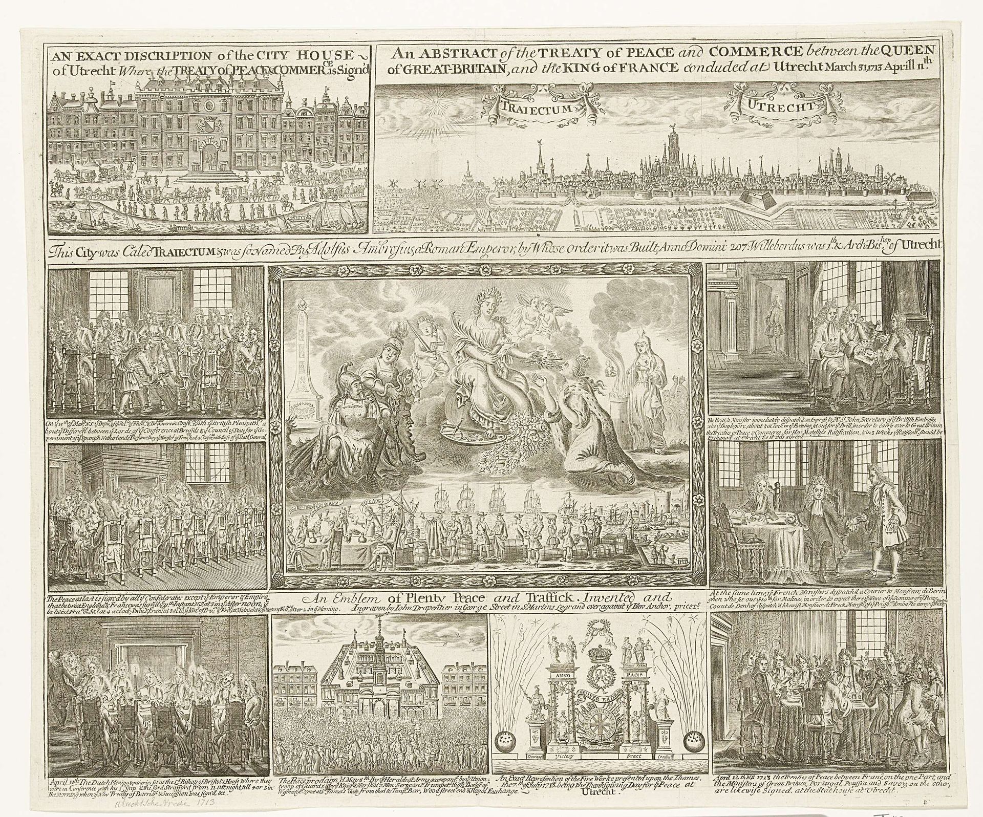 Allegorie op de Vrede van Utrecht, 1713 by Johannes (voor 1669-na 1713) Drappentier