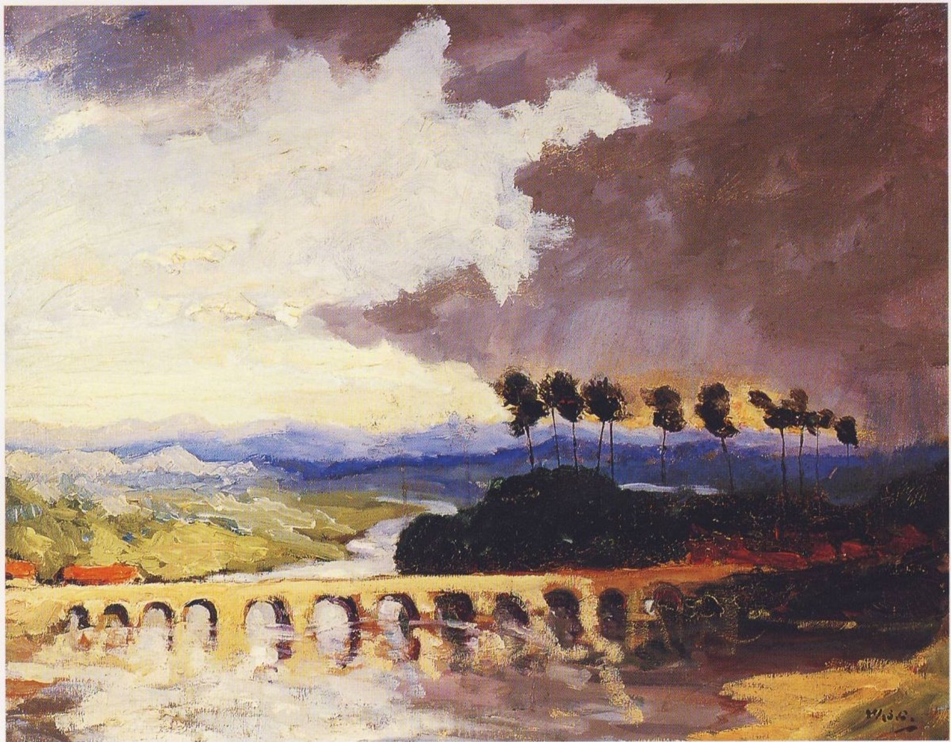 Storm over a Bridge in Southern France by Winston Churchill