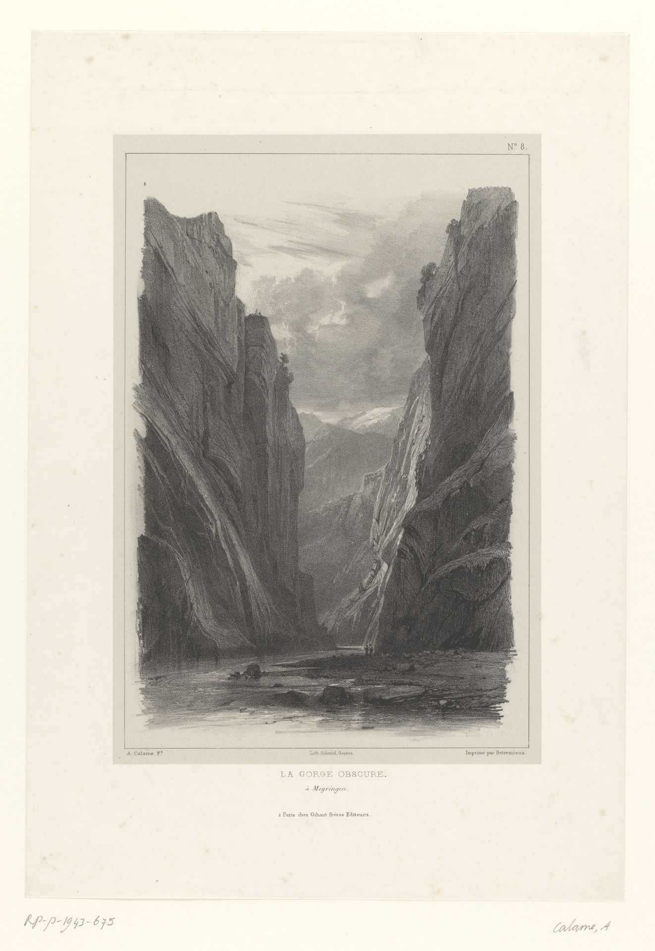 Zicht op de Aareschlucht bij Meiringen by Alexandre Calame