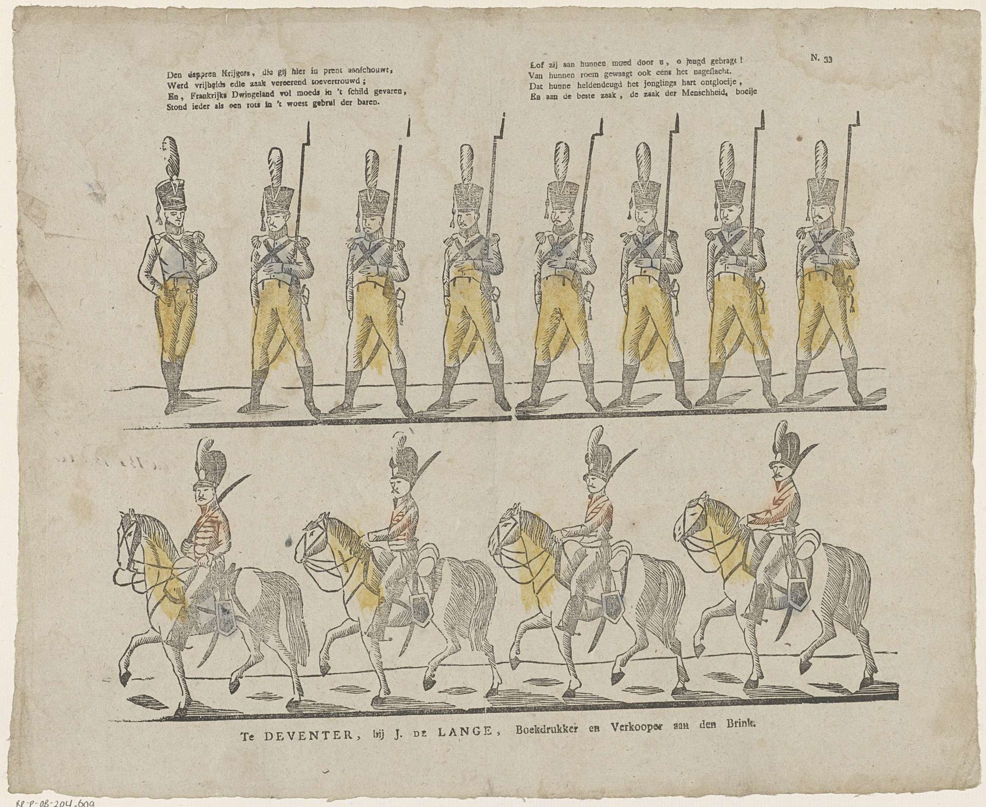 Den dappren krijgers, die gij hier in prent aanschouwt, / Werd vrijheids edle zaak vereerend toevertrouwd [(...)] by Jan de (II) Lange