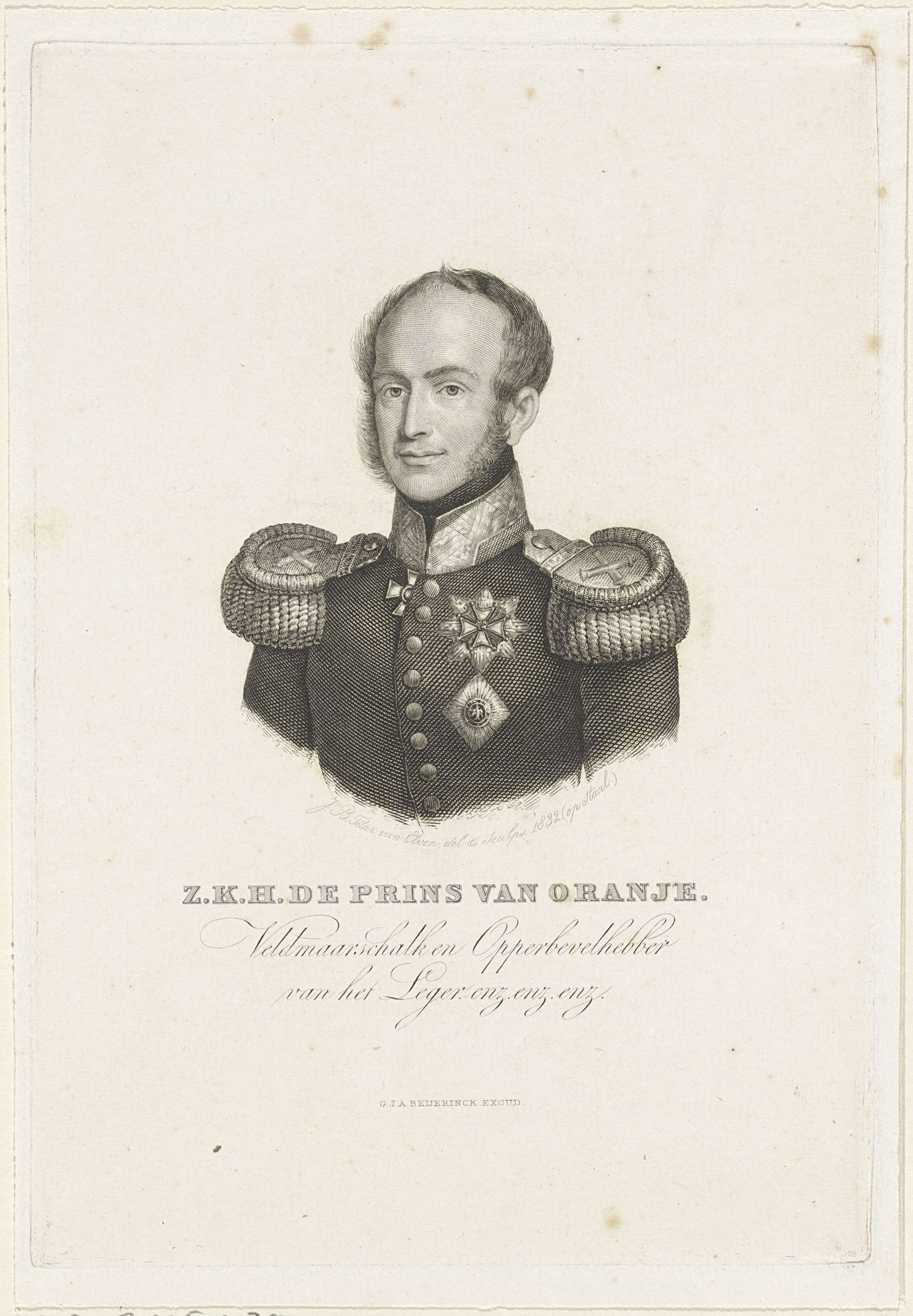 Portret van Willem II, koning der Nederlanden by Jan Baptist Tetar van Elven