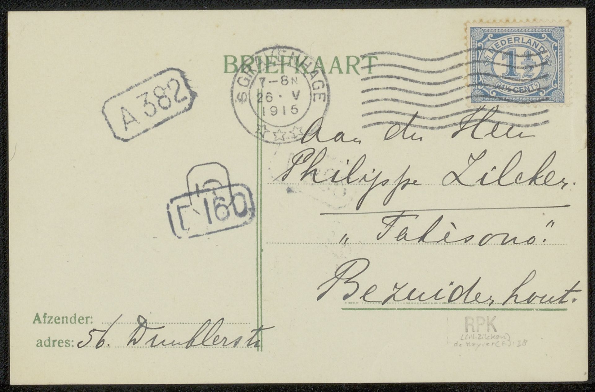 Briefkaart aan Philip Zilcken by Fenna de Meyier